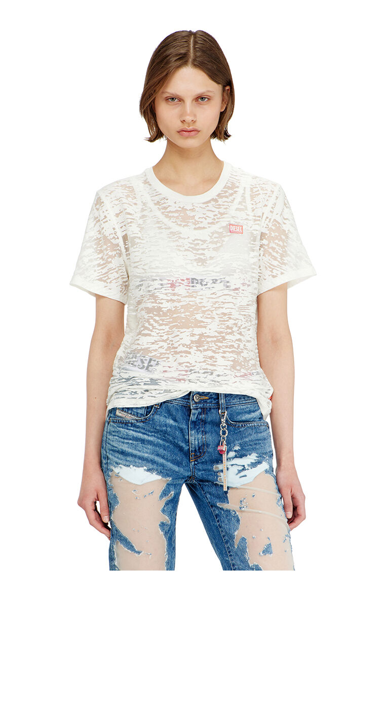 T-shirt in all-over devor&eacute; jersey