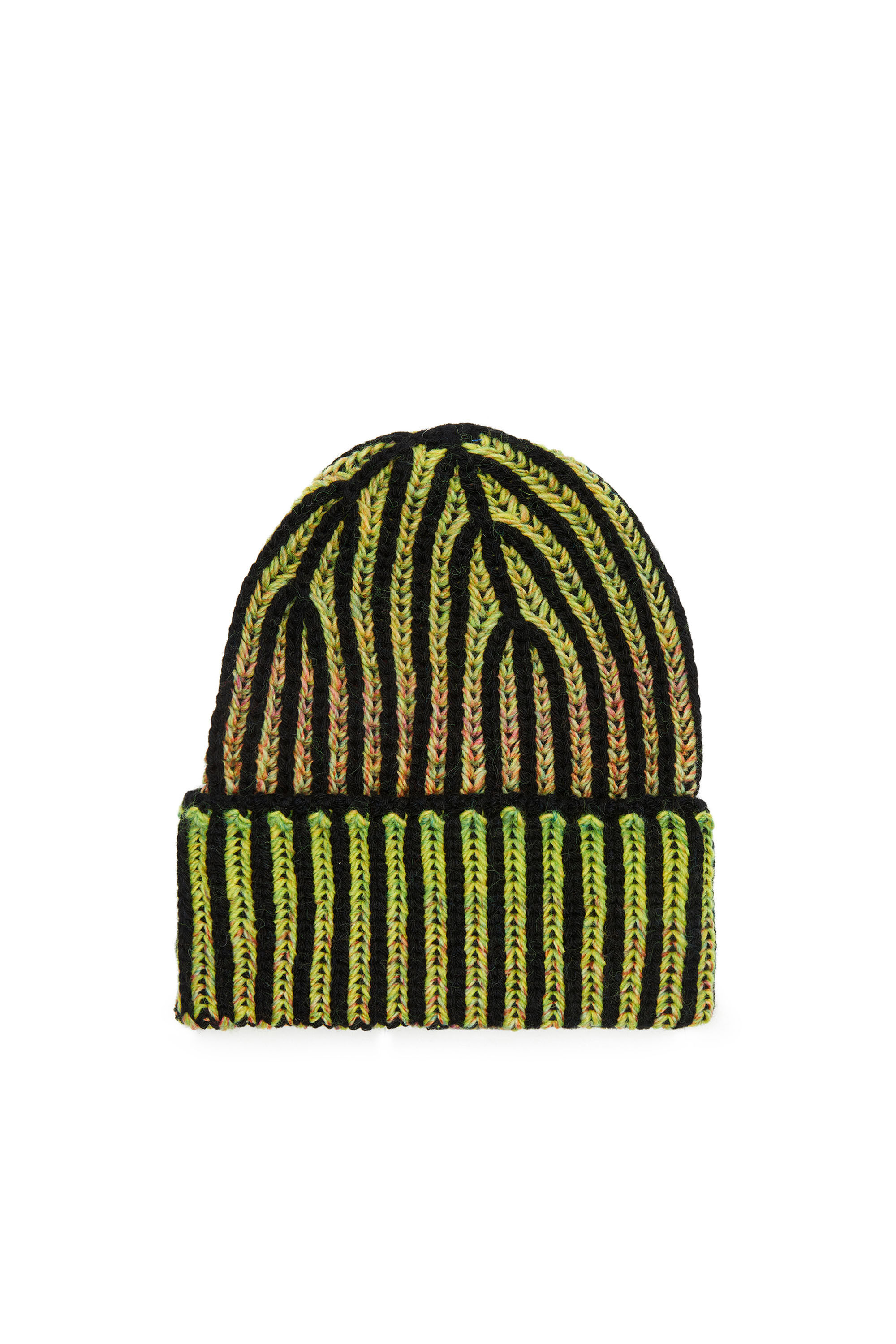 Diesel - K-BIRBY, Unisex Ribbed beanie with dégradé neon stripes in Multicolor - Image 1