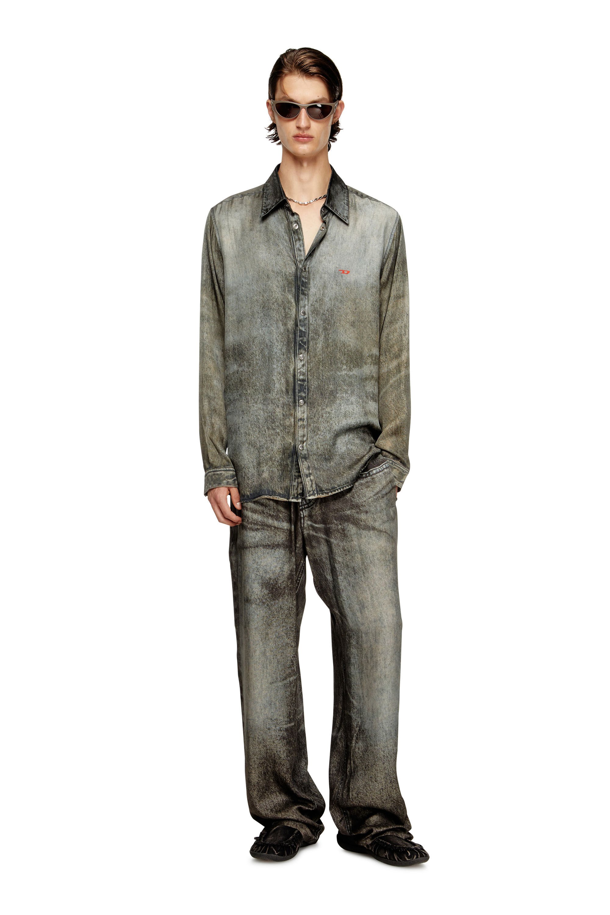 Diesel - P-THECK-LKCT, Man's Elasticated pants in denim-look viscose in null - 1