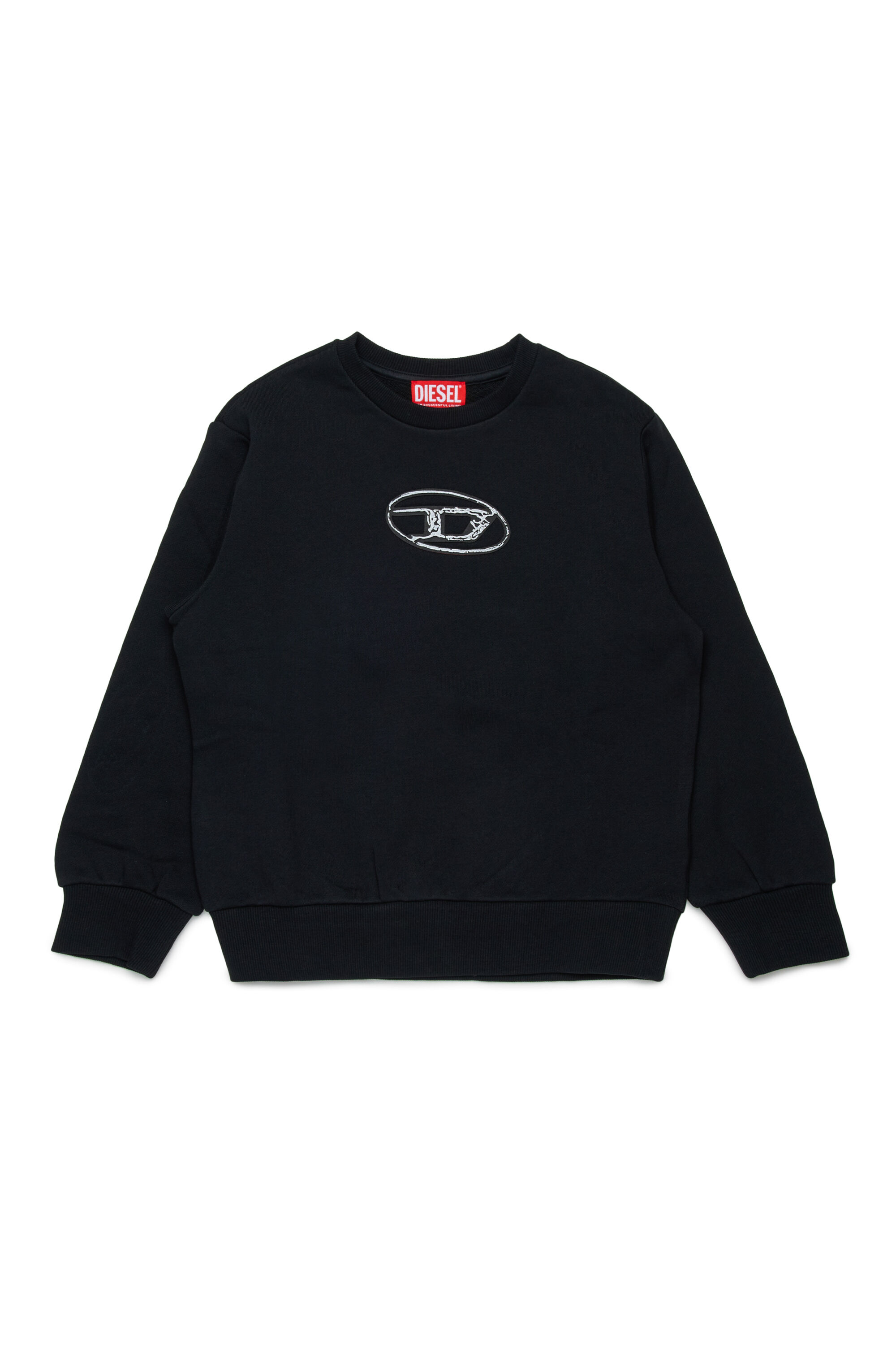 Diesel - SBOXTQ22 OVER, Man's Crew-neck cotton sweatshirt with Oval D logo in Black - 1