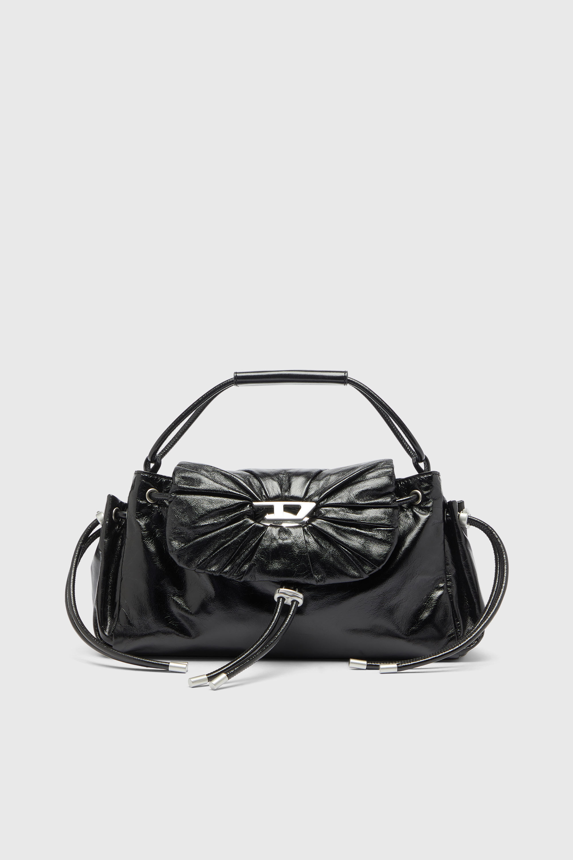 Women's Scrunch-D - Top-handle bag in shiny wrinkled leather