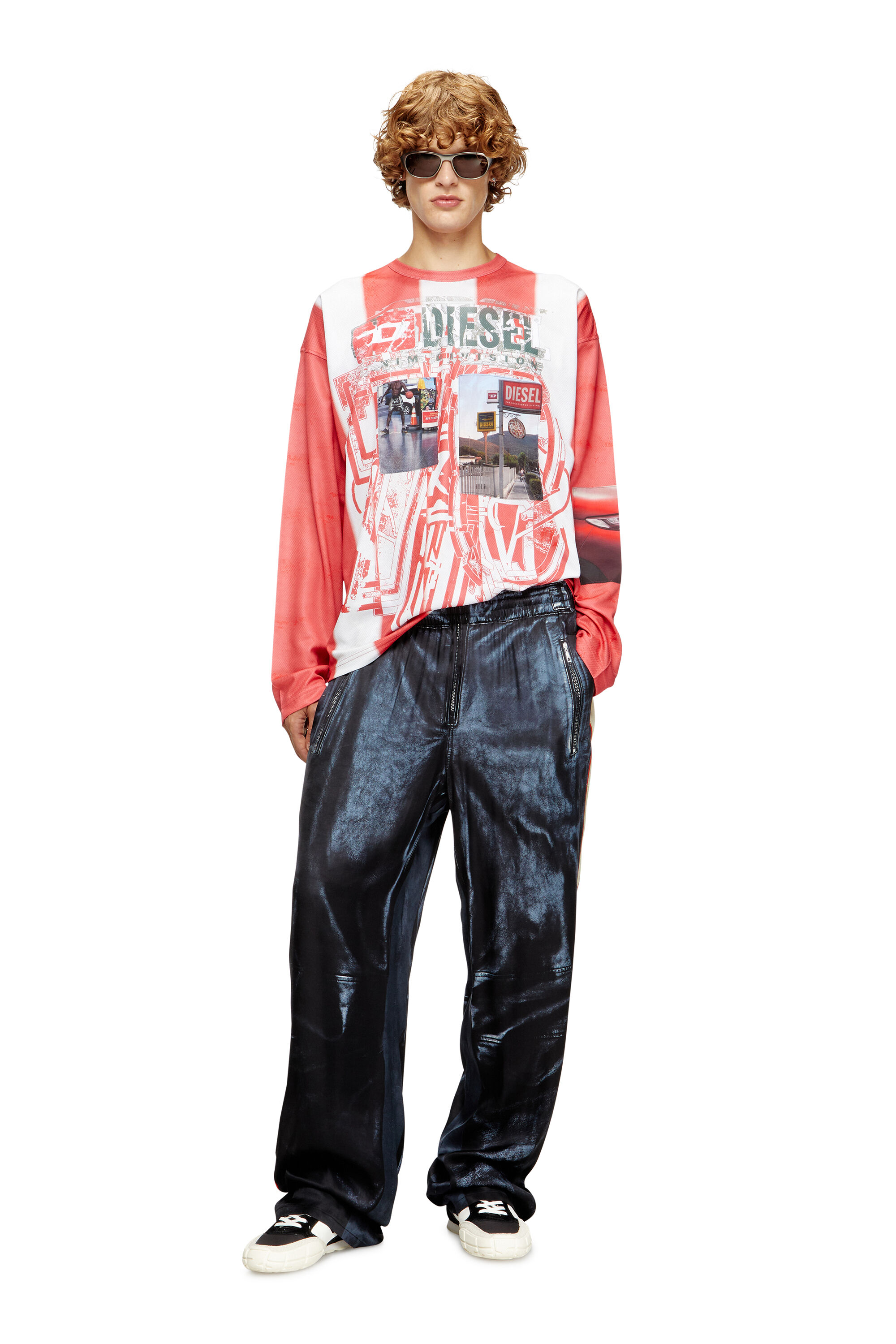 Diesel - S-PAGODHA LOW, Man's S-Pagodha-Sneakers in leather, suede and ripstop in Black/Red - 7