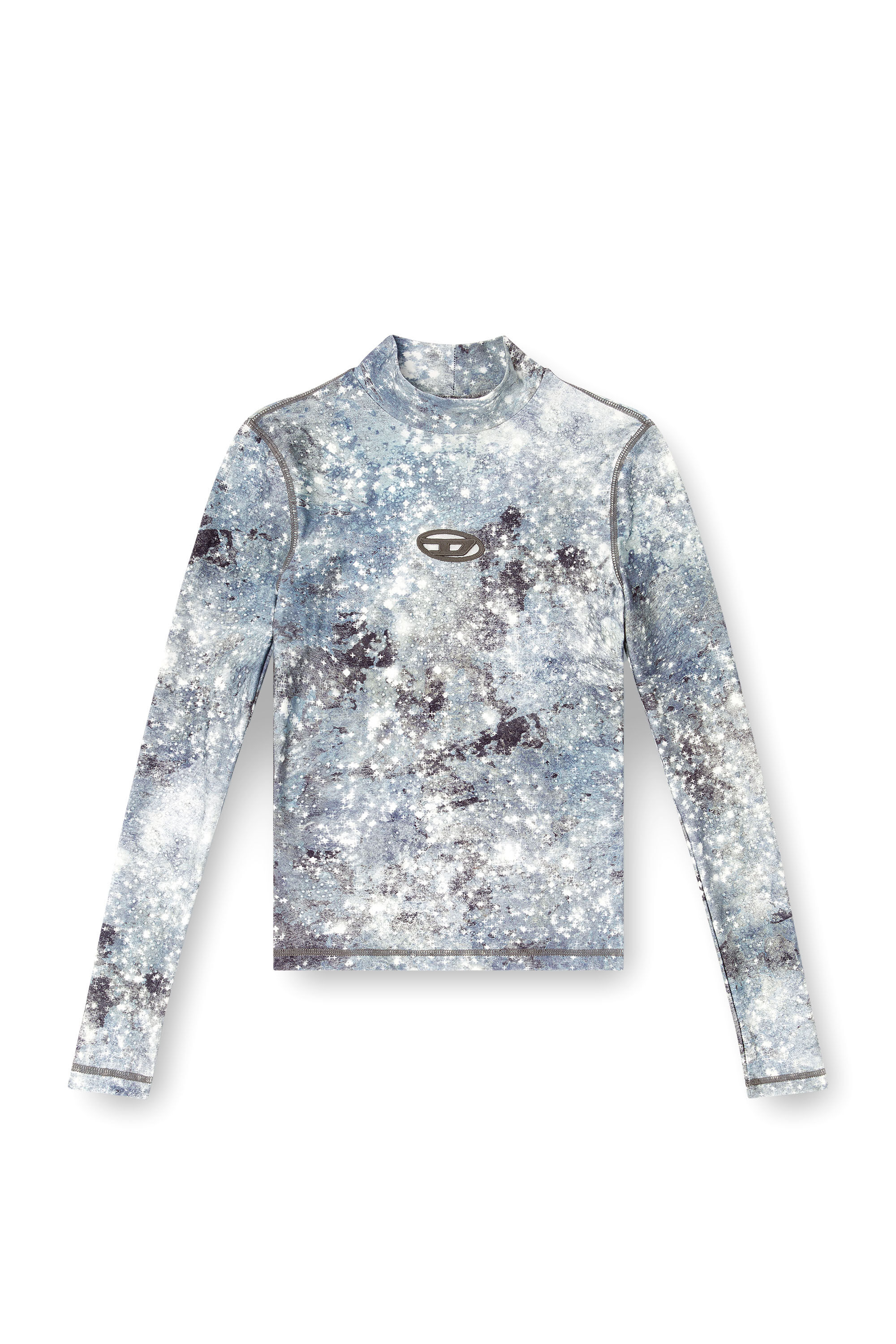 Diesel - T-AKARA, Woman's Long sleeved turtle neck top in Blue/Grey - 2