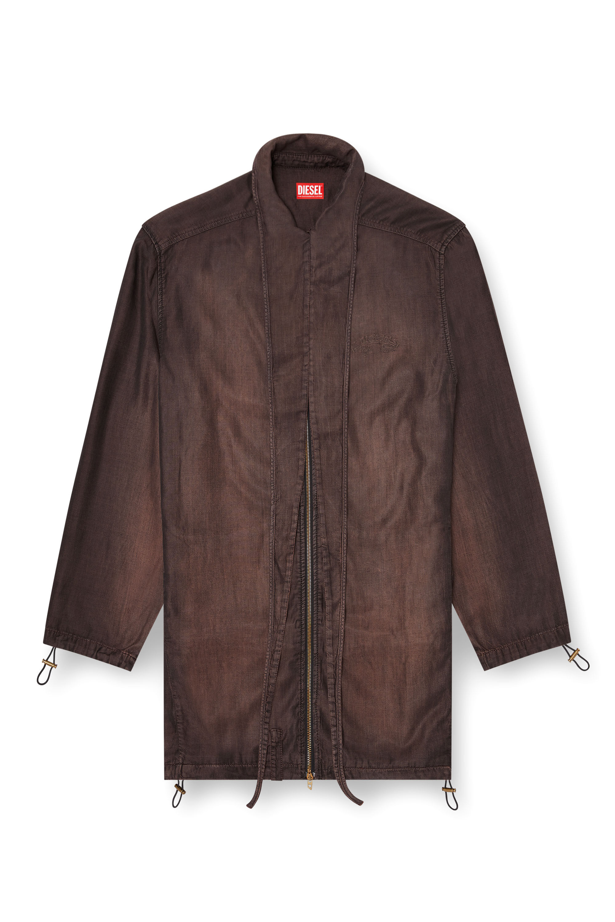 Diesel - DE-TROIT-S, Woman's Light jacket in fluid coated denim in Brown - 2