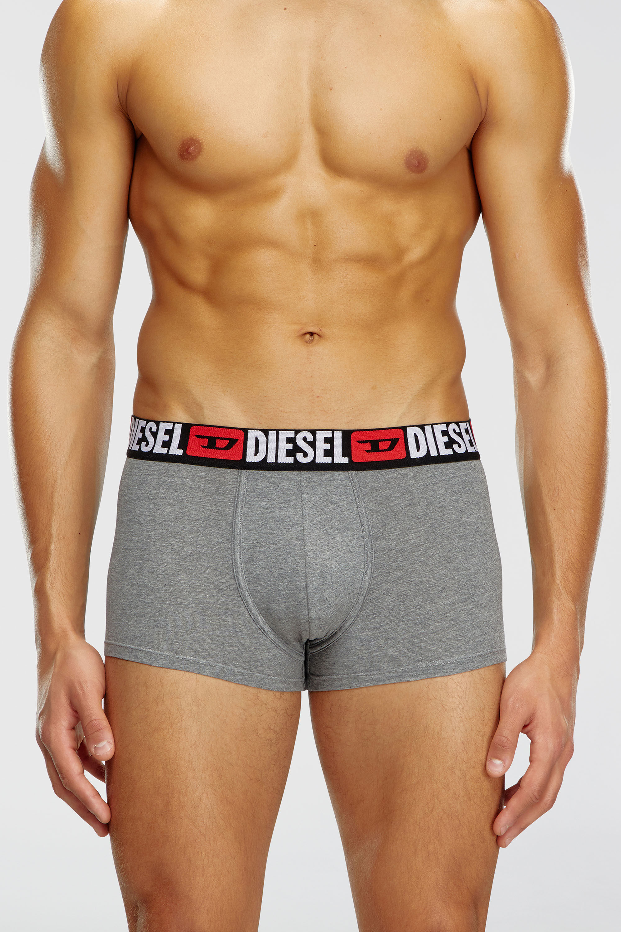 Diesel - UMBX-DAMIENTHREEPACK, Man's Three-pack of all-over logo waist boxers in White/Grey - 3
