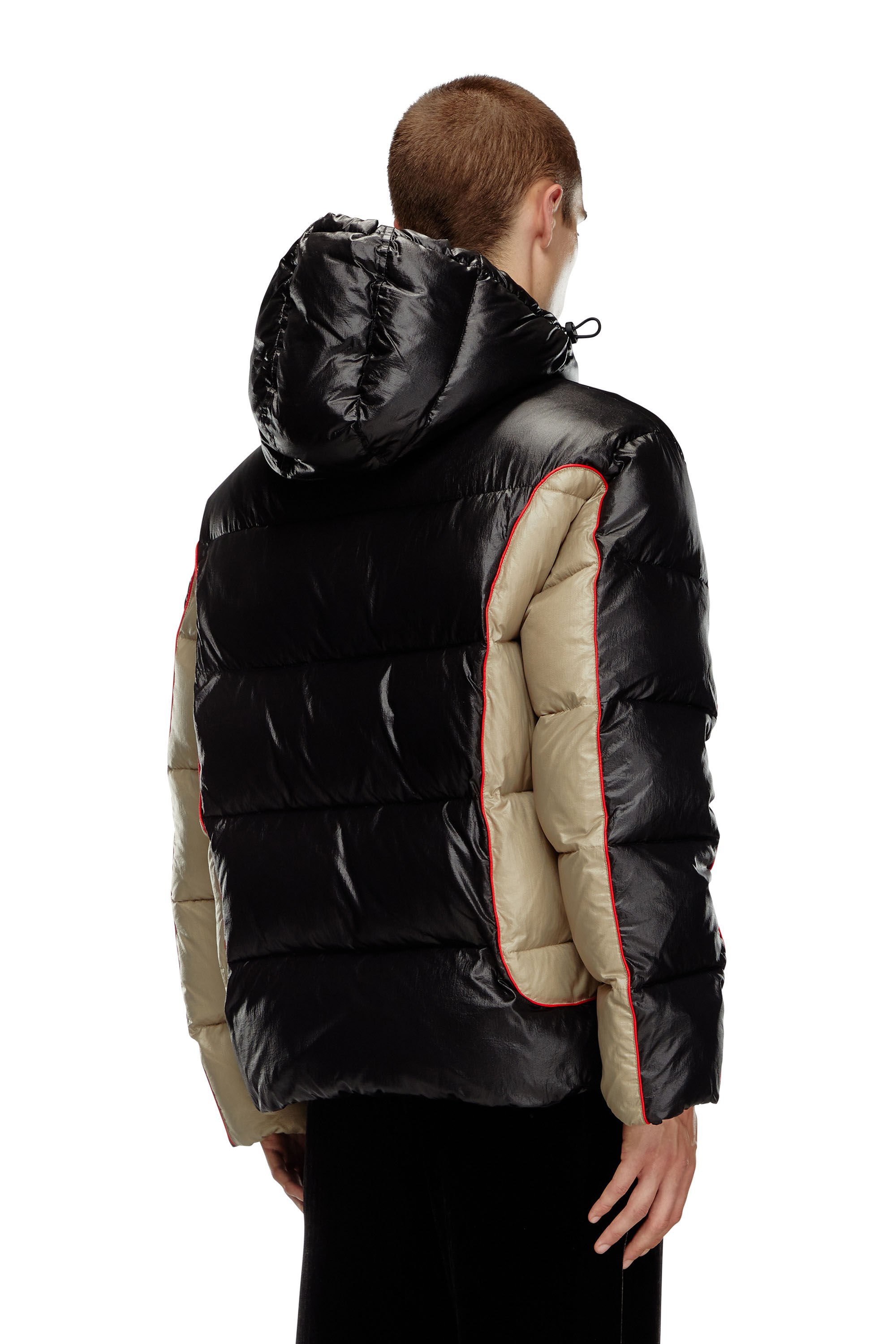 Men's Hooded puffer jacket in shiny ripstop | Multicolor