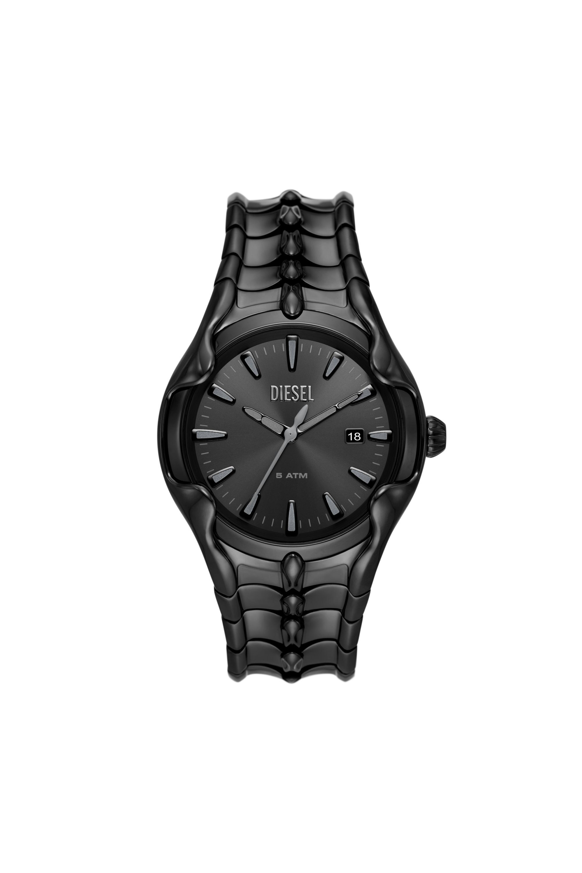 DIESEL ディーゼル VERT ヴェール ブラック DZ2187 保証書付 Men's Vert Three-Hand Date Black Stainless Steel Watch | Black