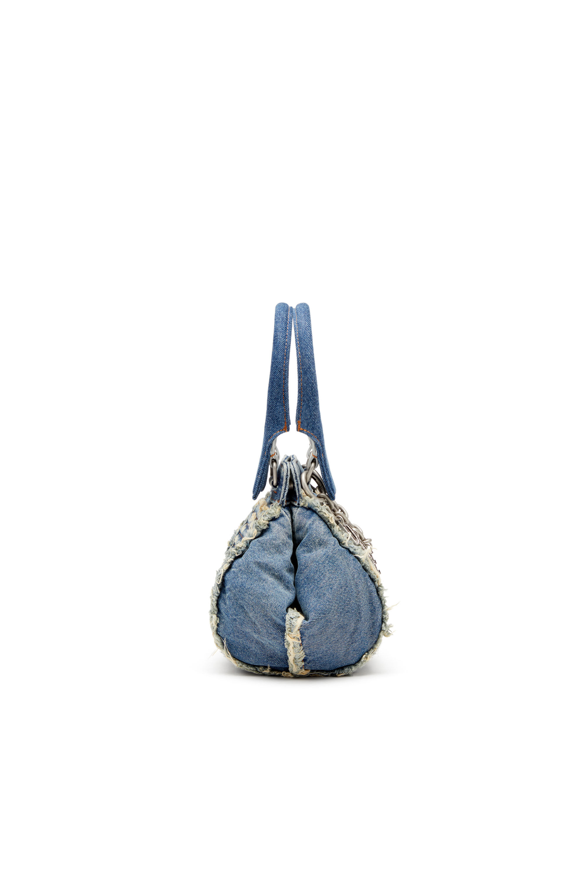 Diesel - D-VINA-XS, Woman D-Vina-Xs-Handbag in distressed quilted denim in Blue - Image 4