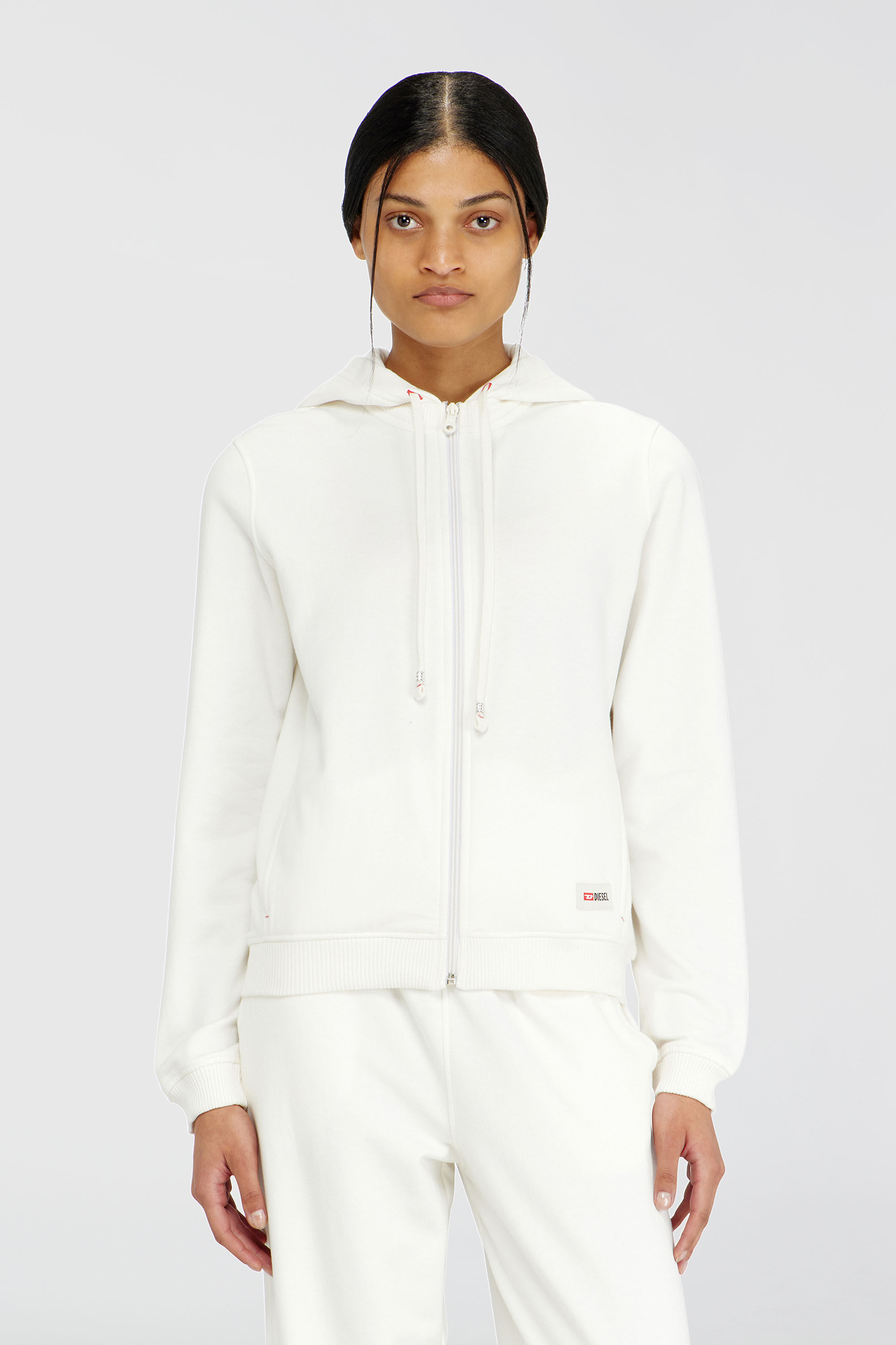 Diesel - HARRIET-D-CORE, Woman's Hoodie in peached cotton blend in White - 3