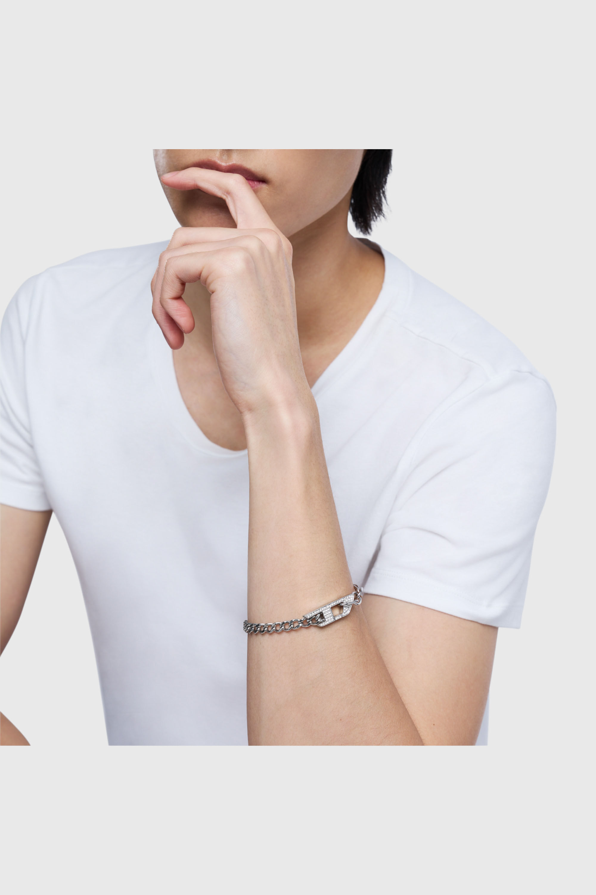 Women's Stainless steel glitz chain bracelet | Silver | Diesel