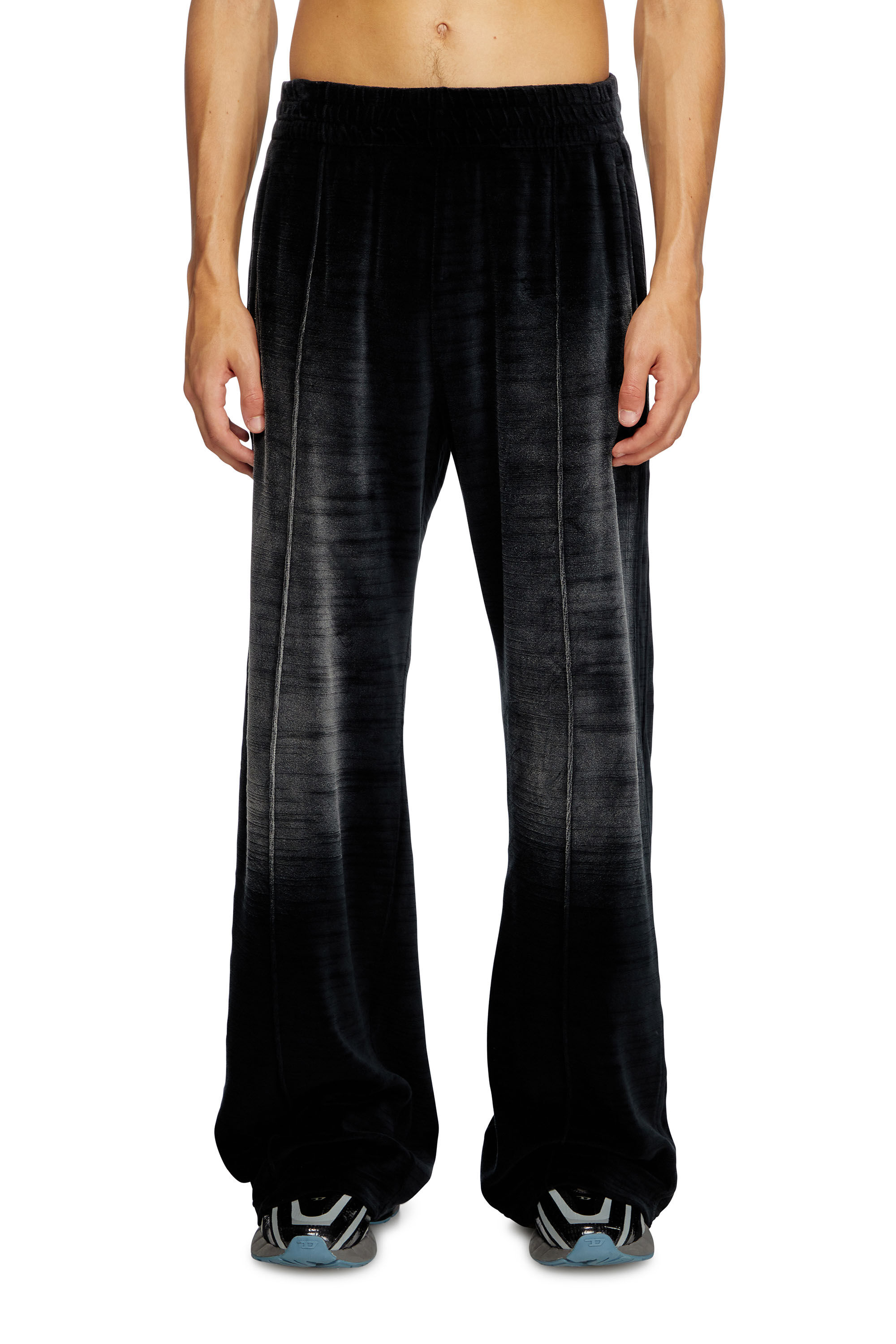 Diesel - P-OZAMP-BAND, Man's Faded velvet track pants in Black - 3