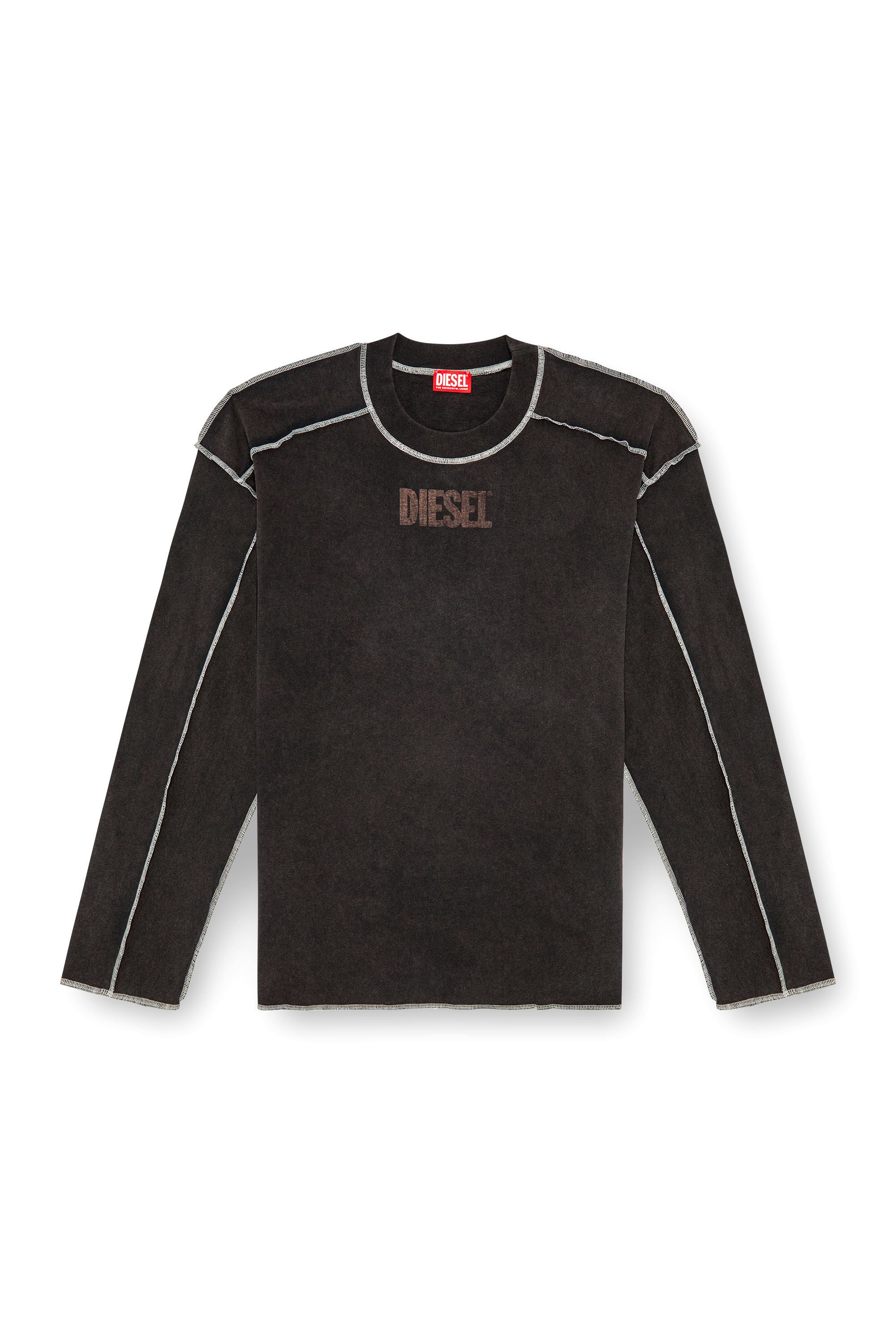 Diesel - T-CRAOR-LS, Man Long-sleeve T-shirt with inside-out effect in Grey - Image 2