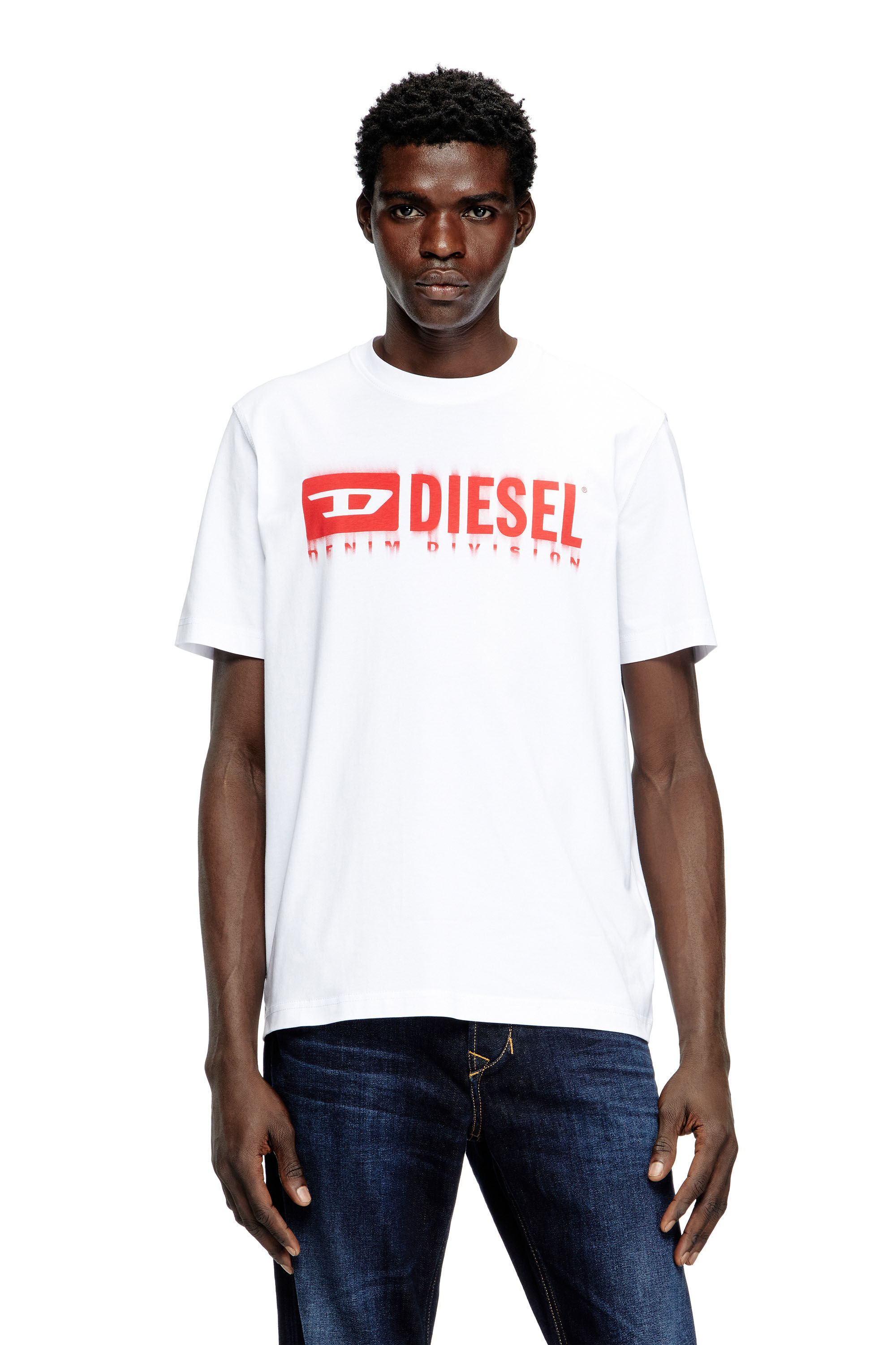Diesel - T-ADJUST-Q7, Man's T-shirt with blurry Diesel logo in White - 3