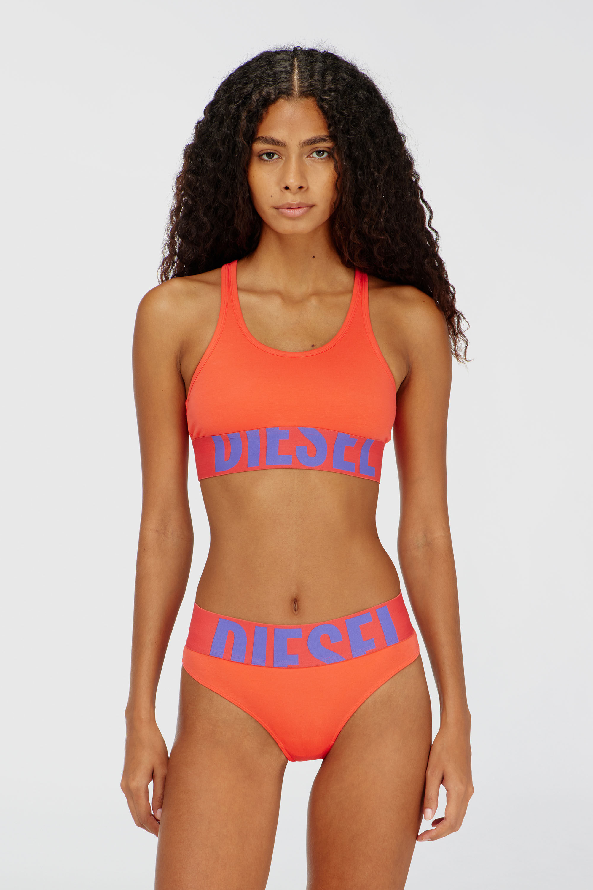 Diesel - UFSB-COTTON-RACE-BRALETTE-XL, Woman's Sports bra with cut-off logo in null - 2