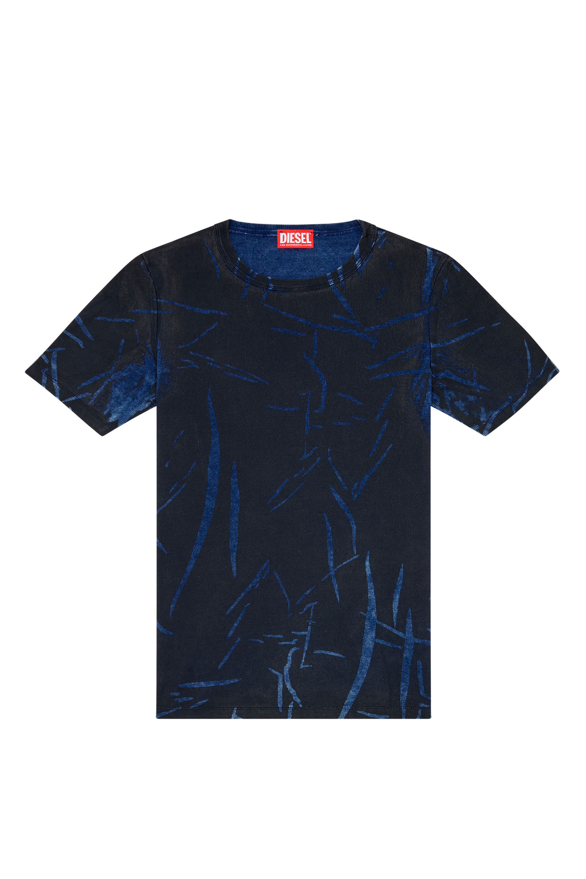 Diesel - DTO-D-RIBBER, Man T-shirt with crease-effect print in Blue - Image 2