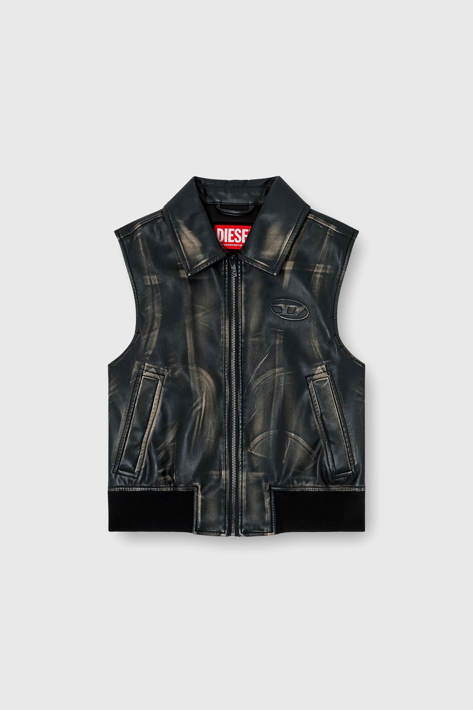 Diesel - G-INKO, Woman's Bomber vest with distressed effect in Brown - 2
