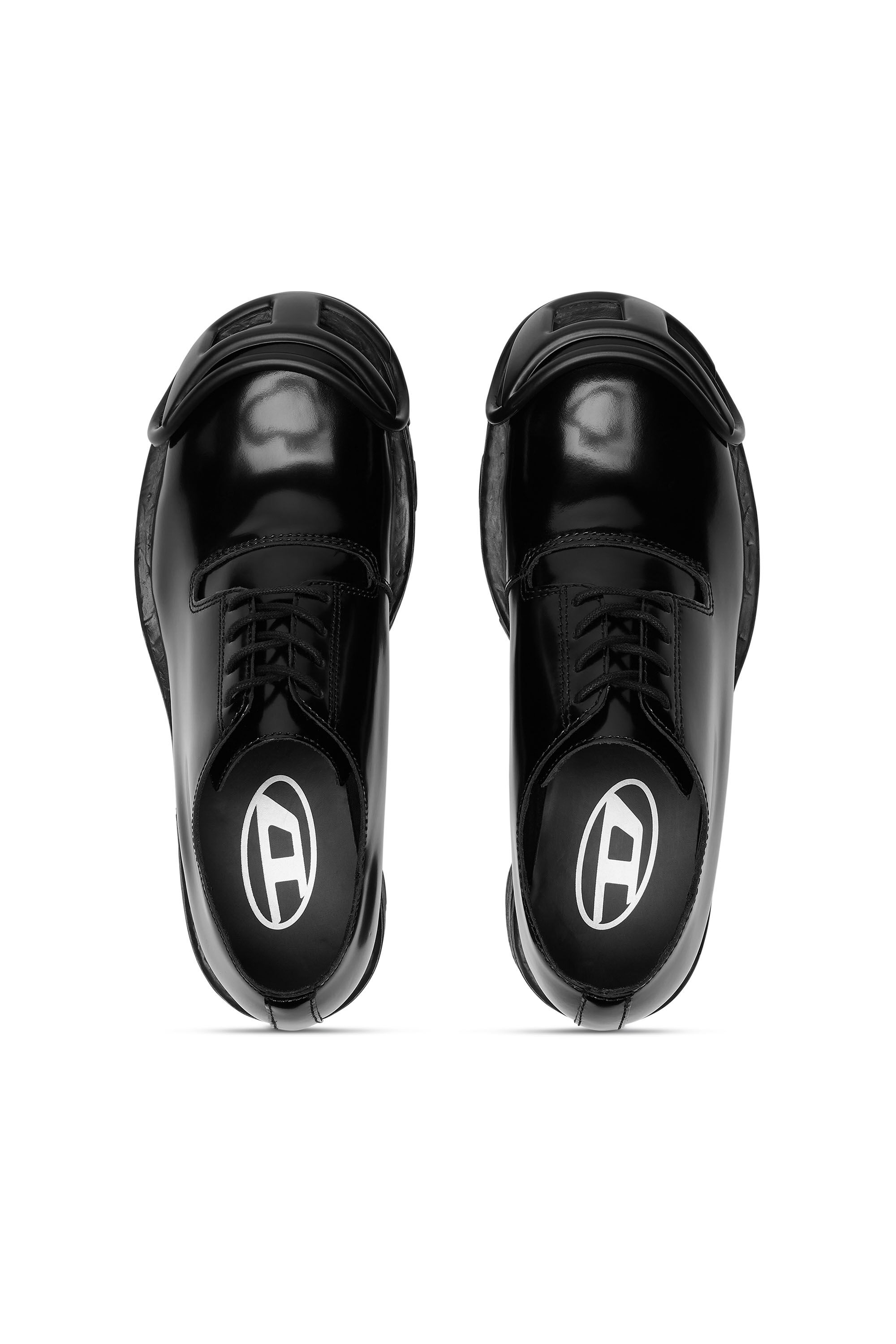 Diesel - D-HAMMER SO D, Man's D-Hammer-Leather lace-up shoes with oval D toe cap in Opaque Black - 4