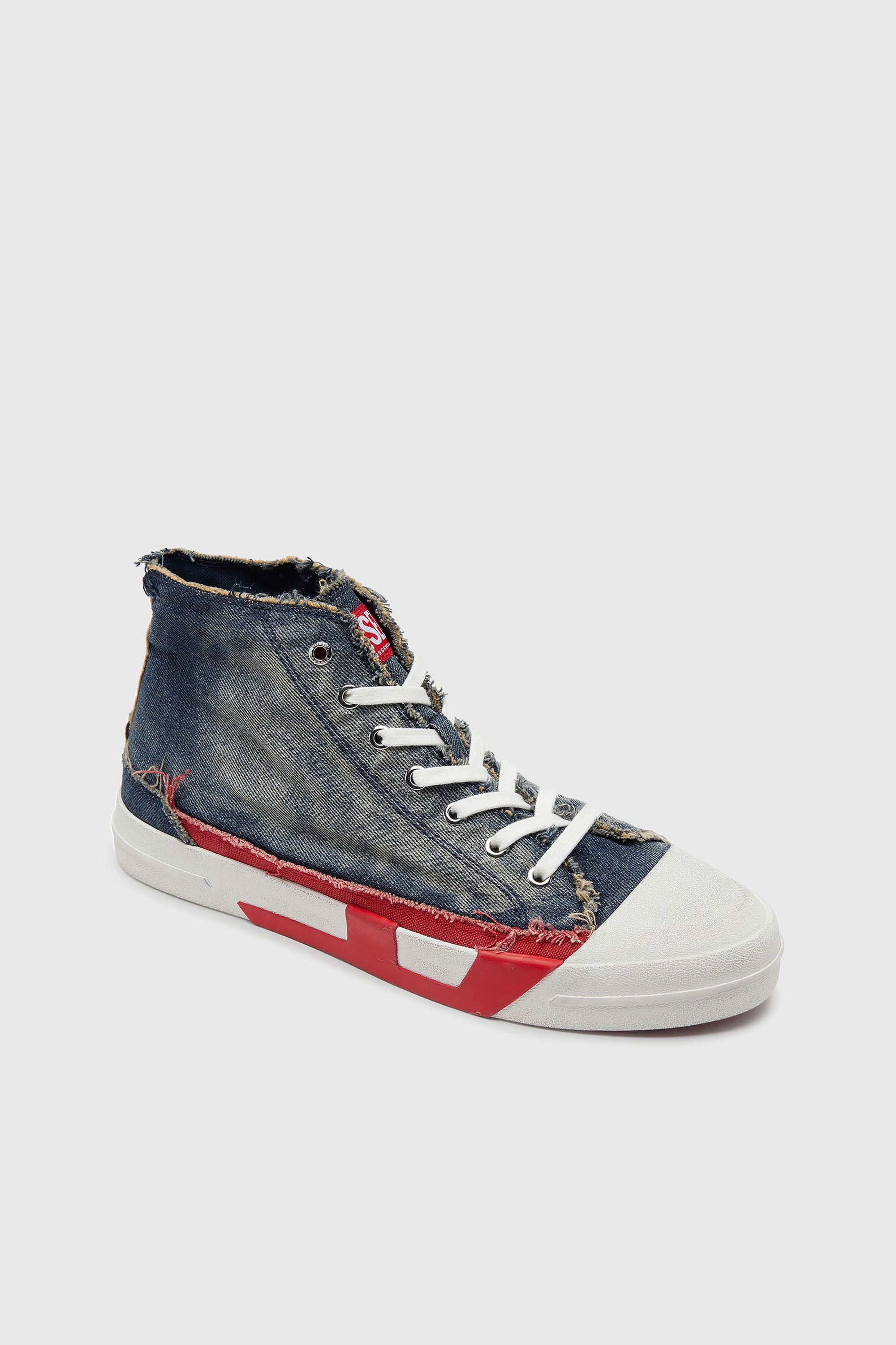 Diesel - S-D-VERSE MID II, Man's D-Verse-High-top sneakers in denim with D logo in Blue/Red - 6