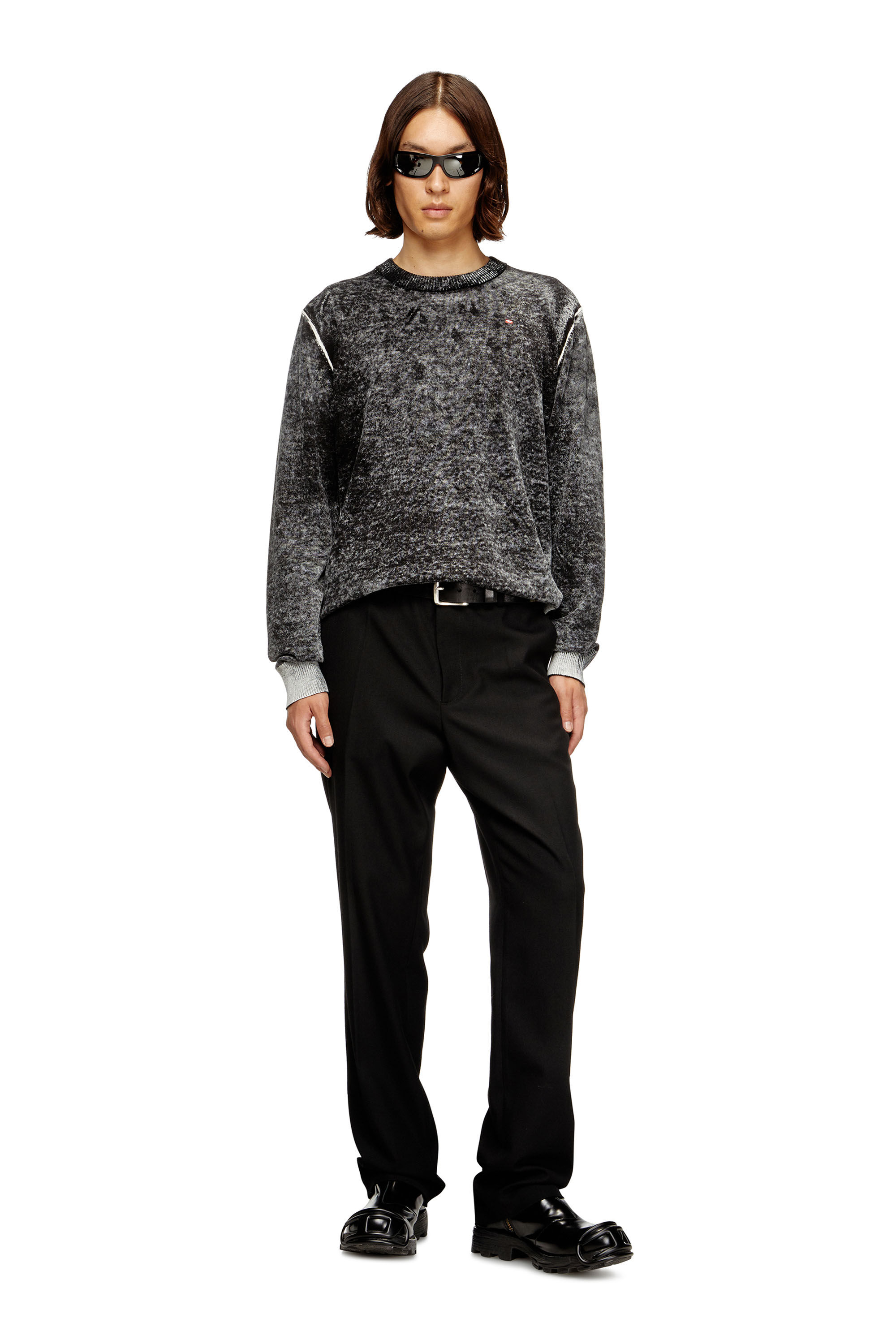 Diesel - K-LAURENT, Man's Jumper with faded reverse print in Grey - 1