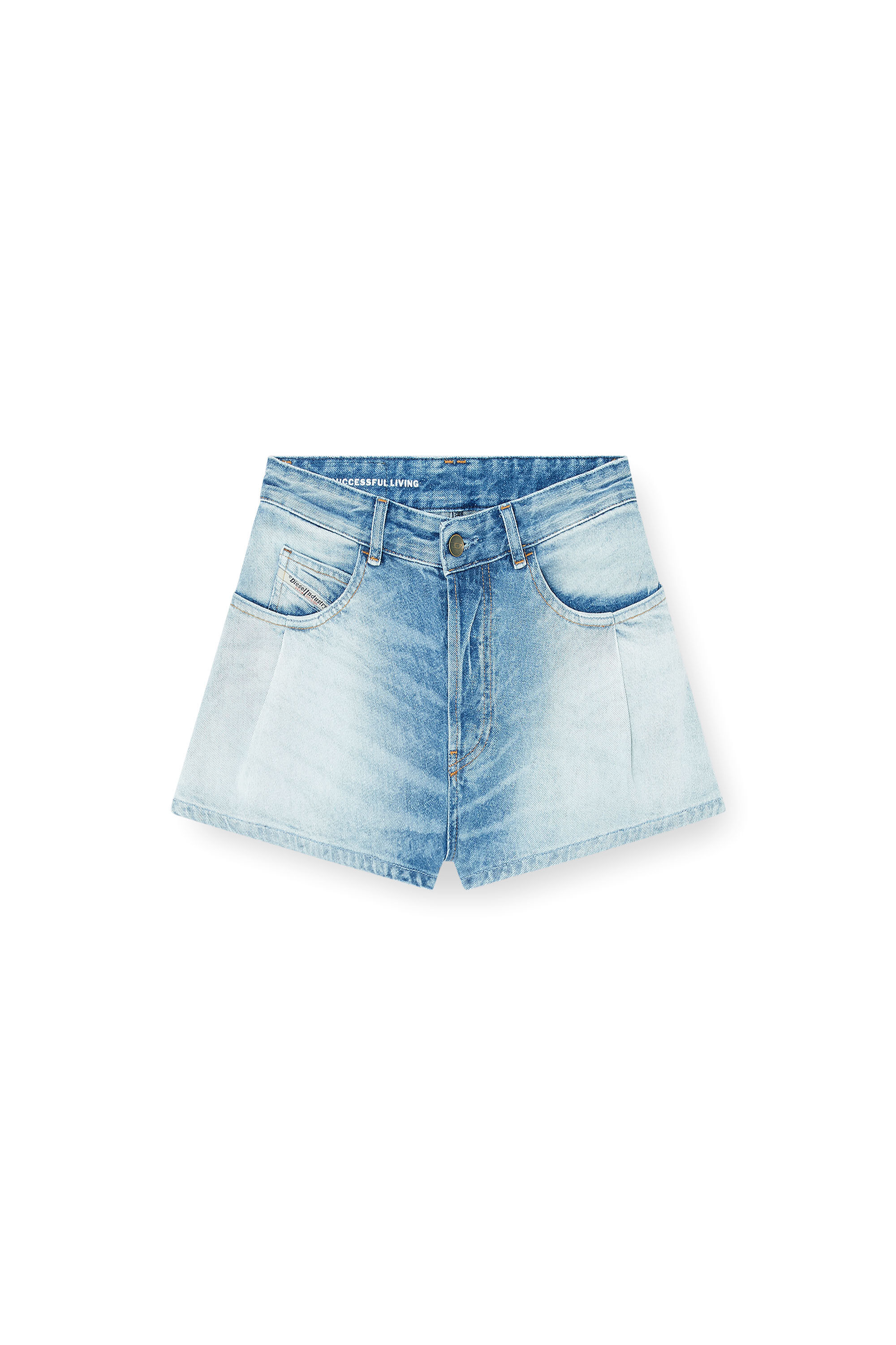 Diesel - DE-KHELZ-B-SHORT-S, Woman's Wide denim shorts in Light Blue - 2