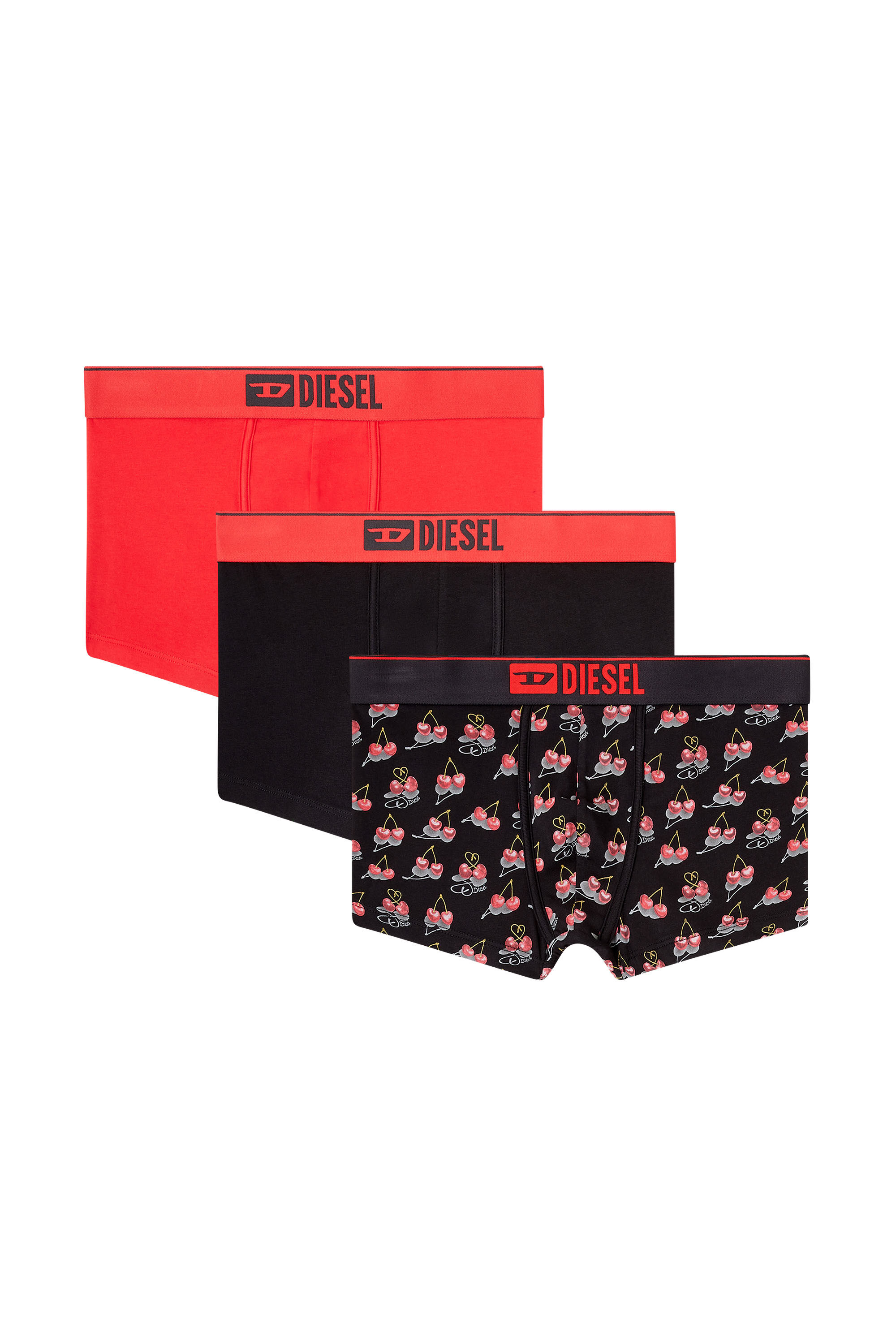 Diesel - DAMIEN-GFT-3PACK, Man's 3-pack of cherry-heart boxer shorts in Black/Red - 2