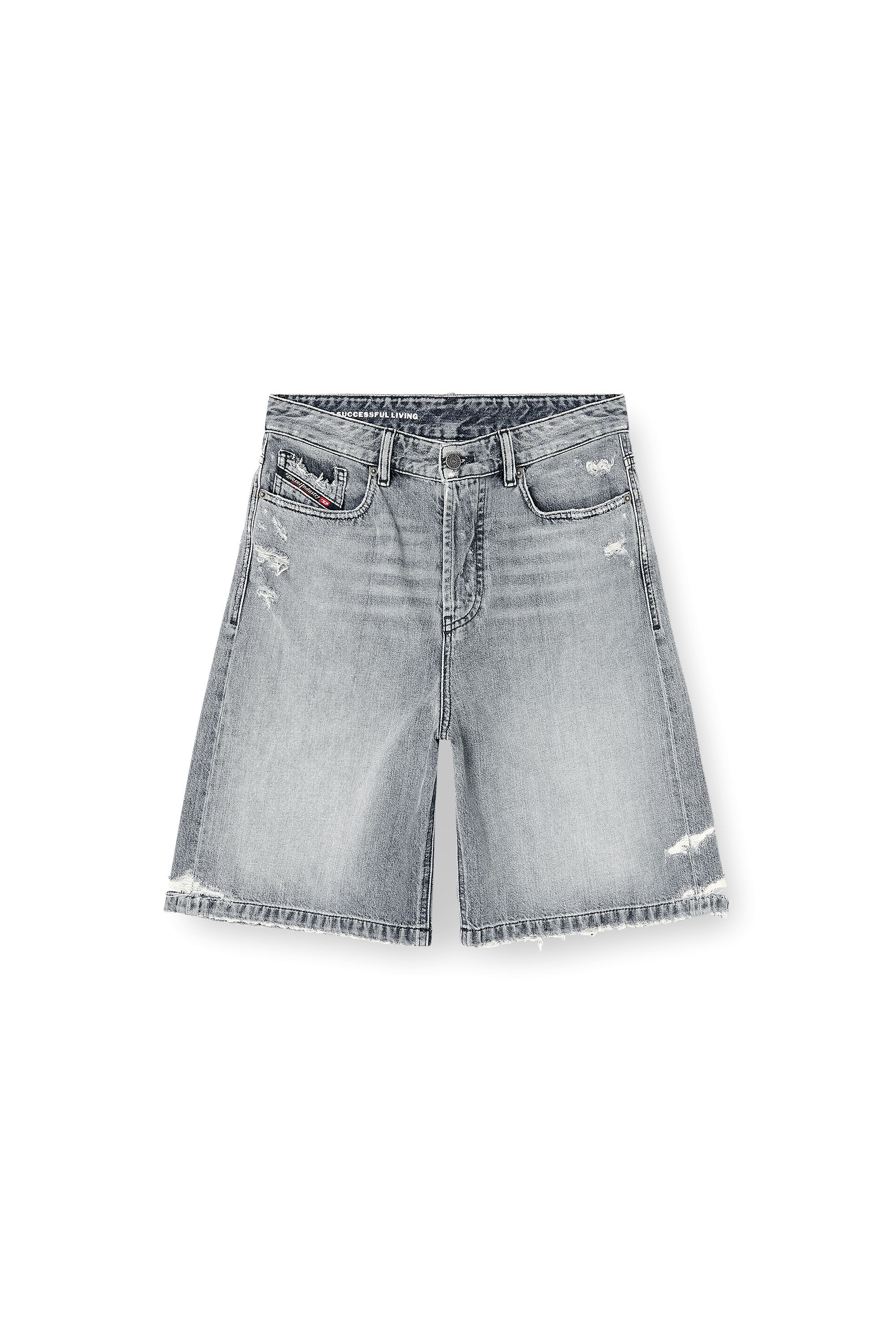 Diesel - DE-SIRE-SHORT, Woman's Denim shorts with frayed hems in Grey - 2