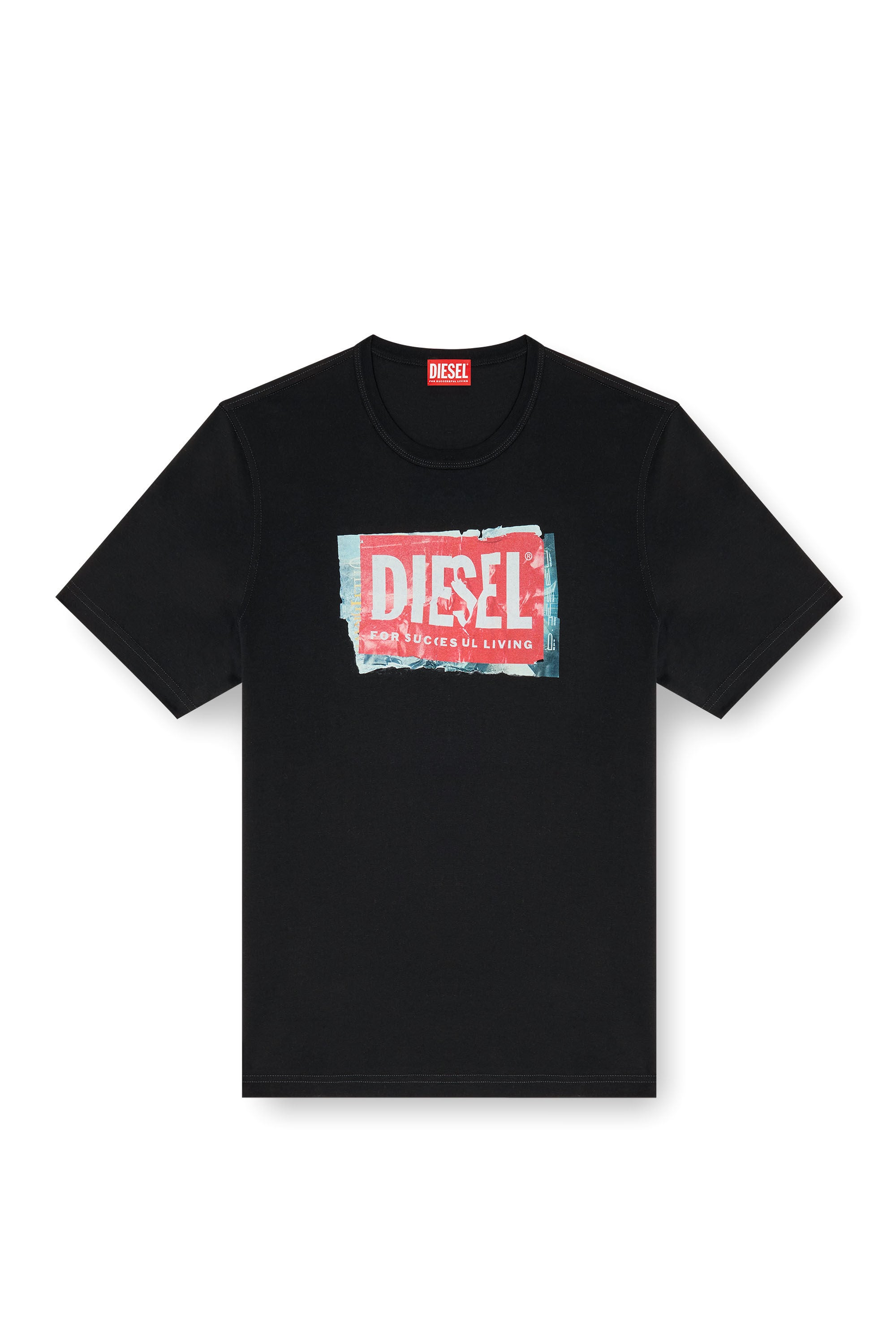 Diesel - T-ADJUST-Q6, Man's T-shirt with crumpled-effect logo in Black - 2