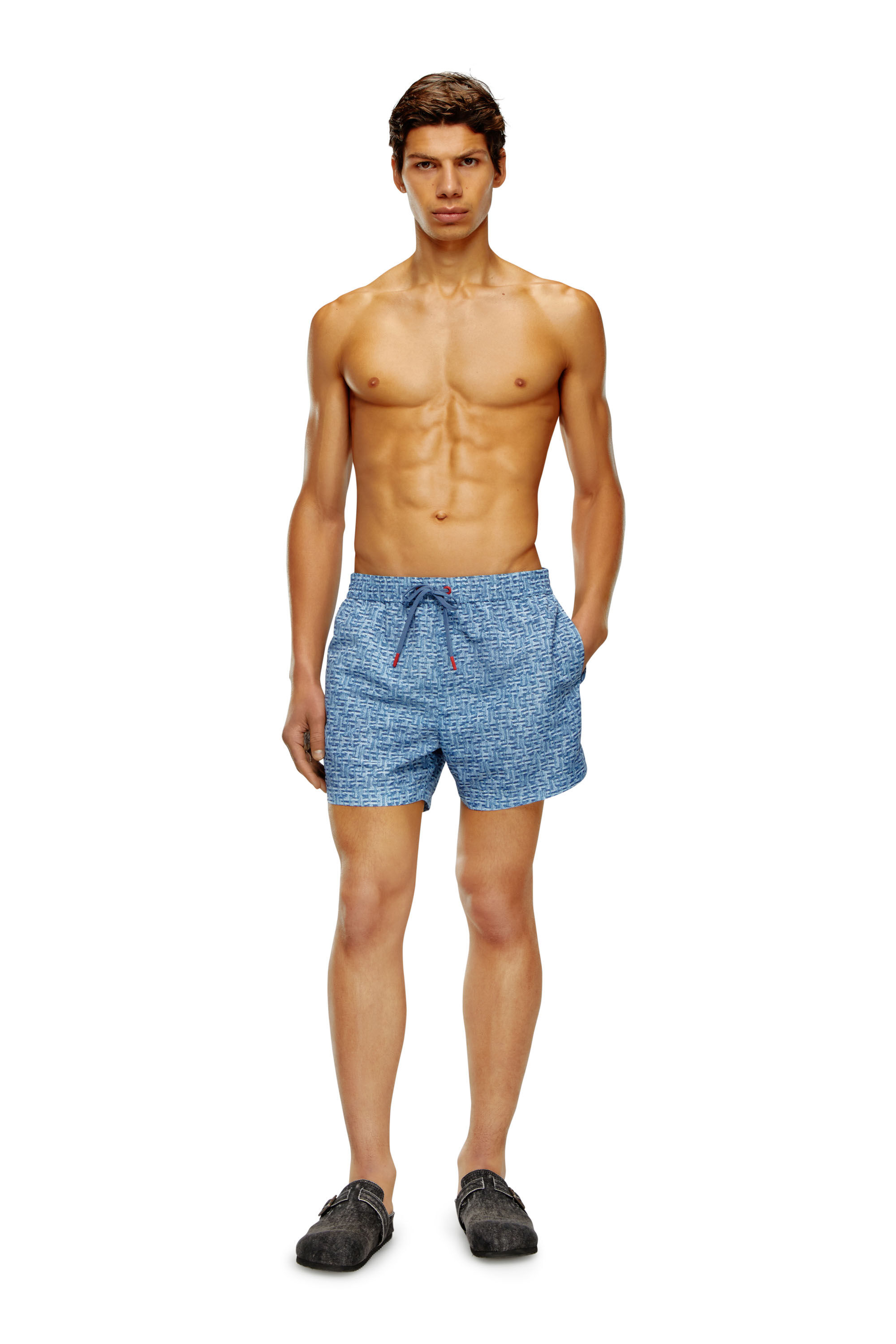Diesel - BMBX-KEN-37-ZIP, Man Mid-length swim shorts with denim print in Blue - Image 2