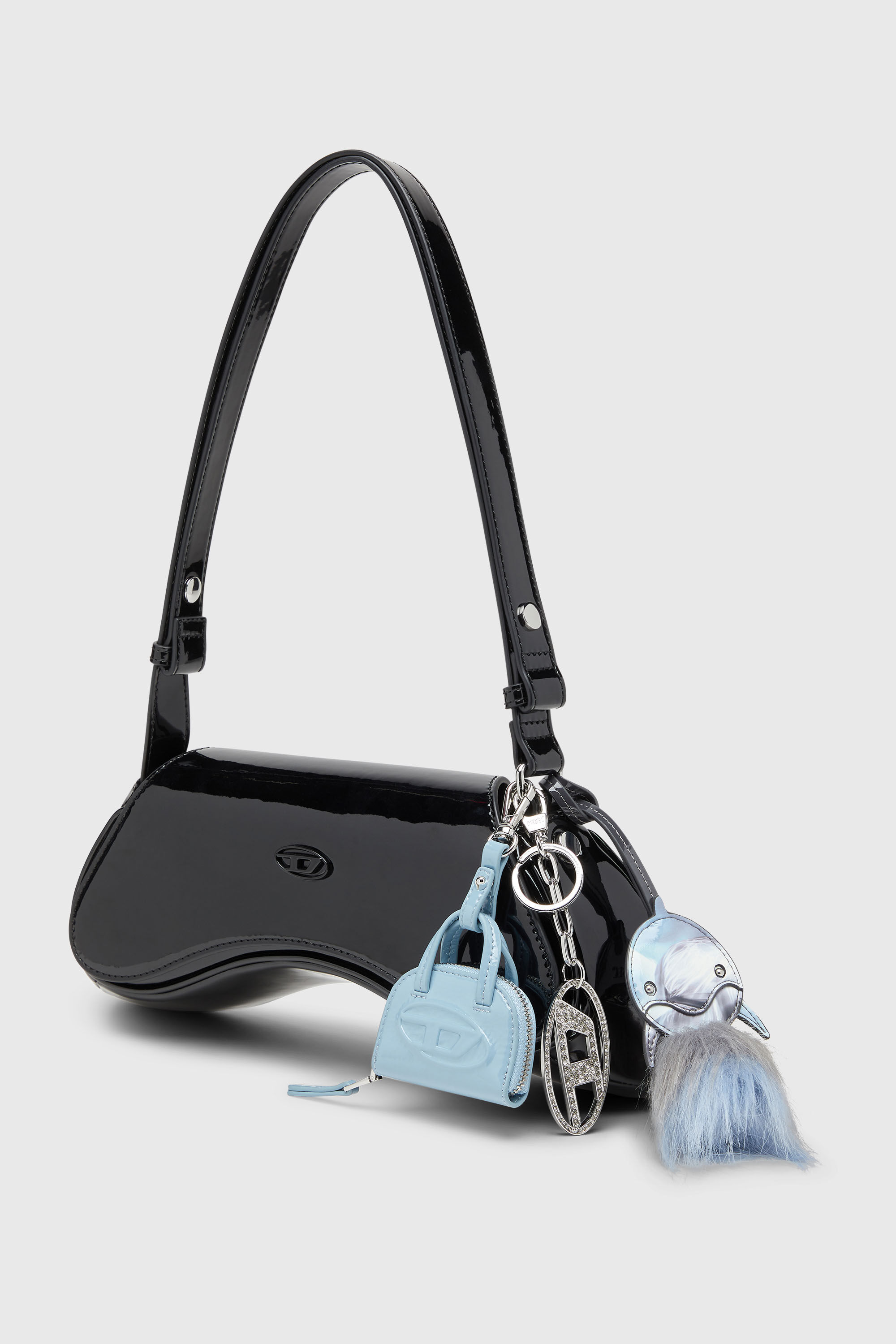 Women's Metal Oval D keyring with crystals | Silver | Diesel