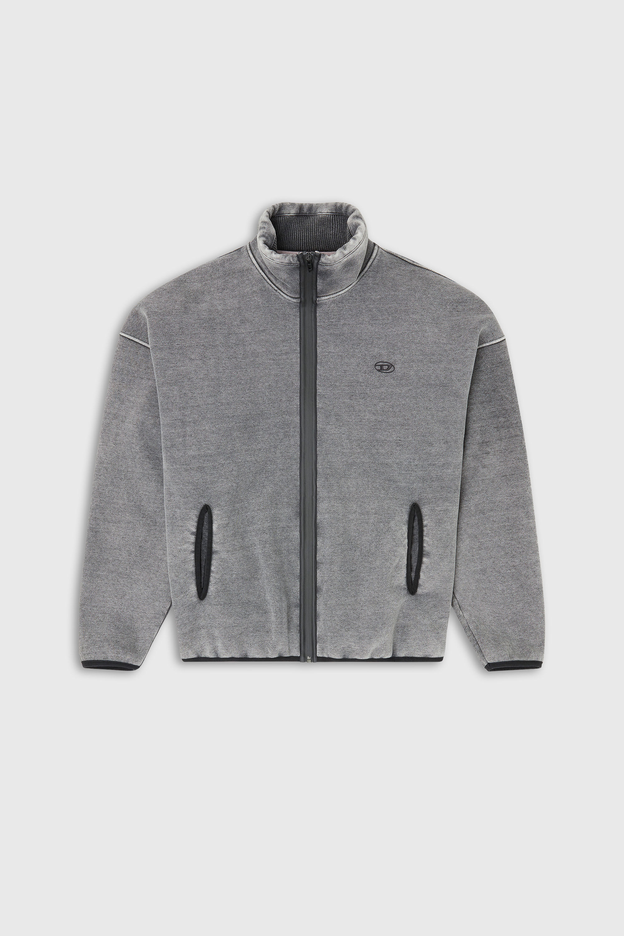 Diesel - S-BATY-NEW, Man's Zip-up sweatshirt with inner lining in Grey - 2