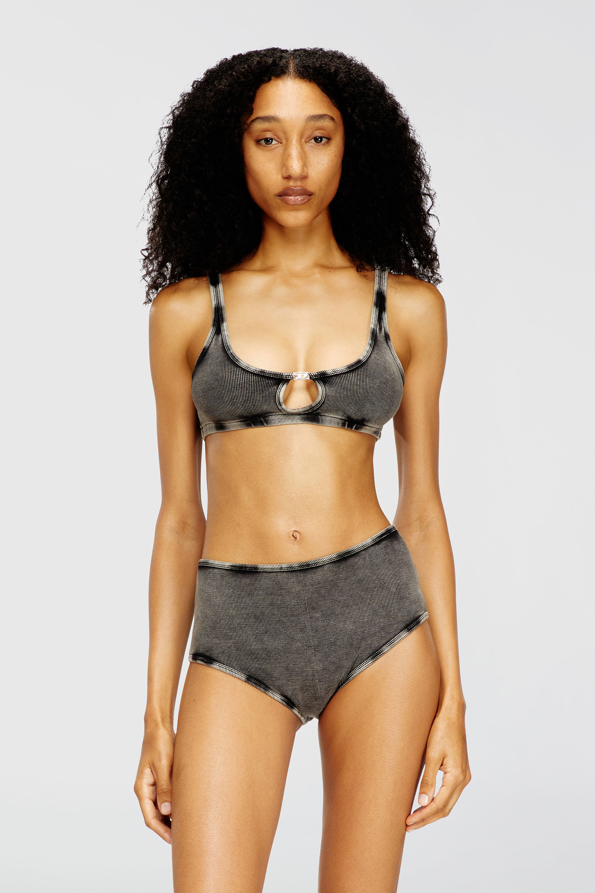 Diesel - FLORENCE-DNM, Woman's Bralette cotton rib with jewel Oval D in Grey - 3