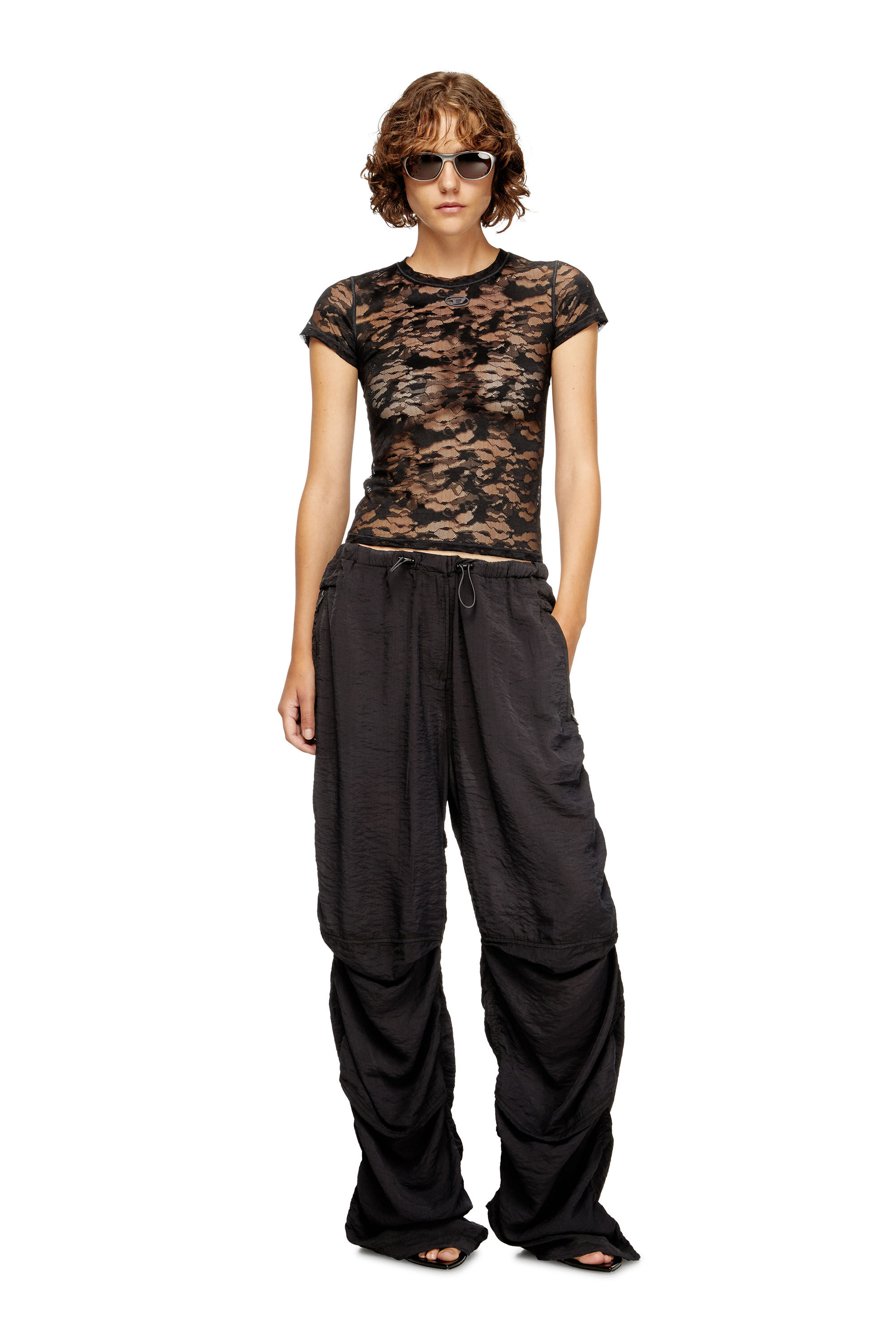 Diesel - KASIA-UTLT, Woman's Camo lace T-shirt in Black - 6