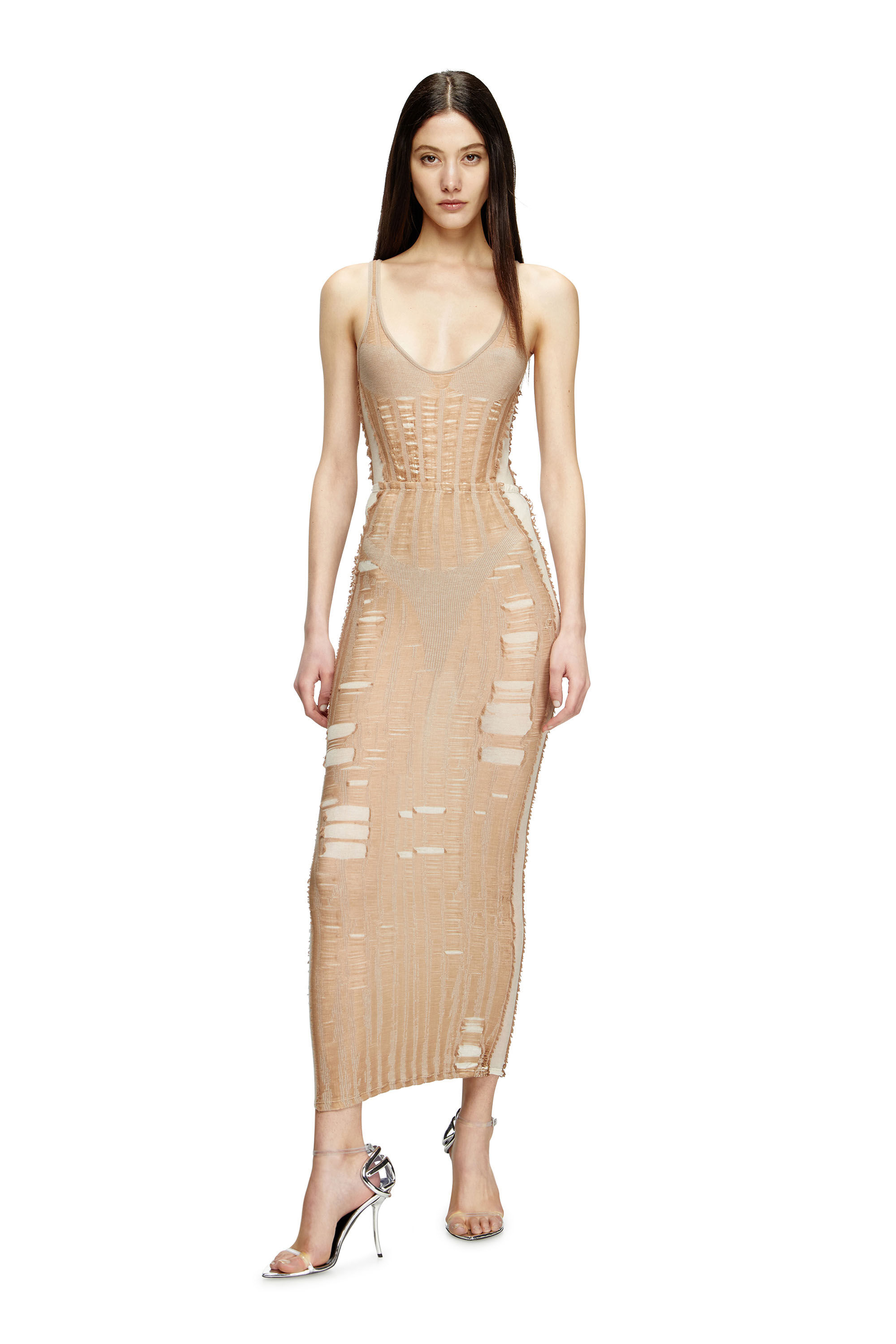 Diesel - M-CALIPSO-BODY, Woman's Seamless bodysuit with lingerie illusion in Beige - 1