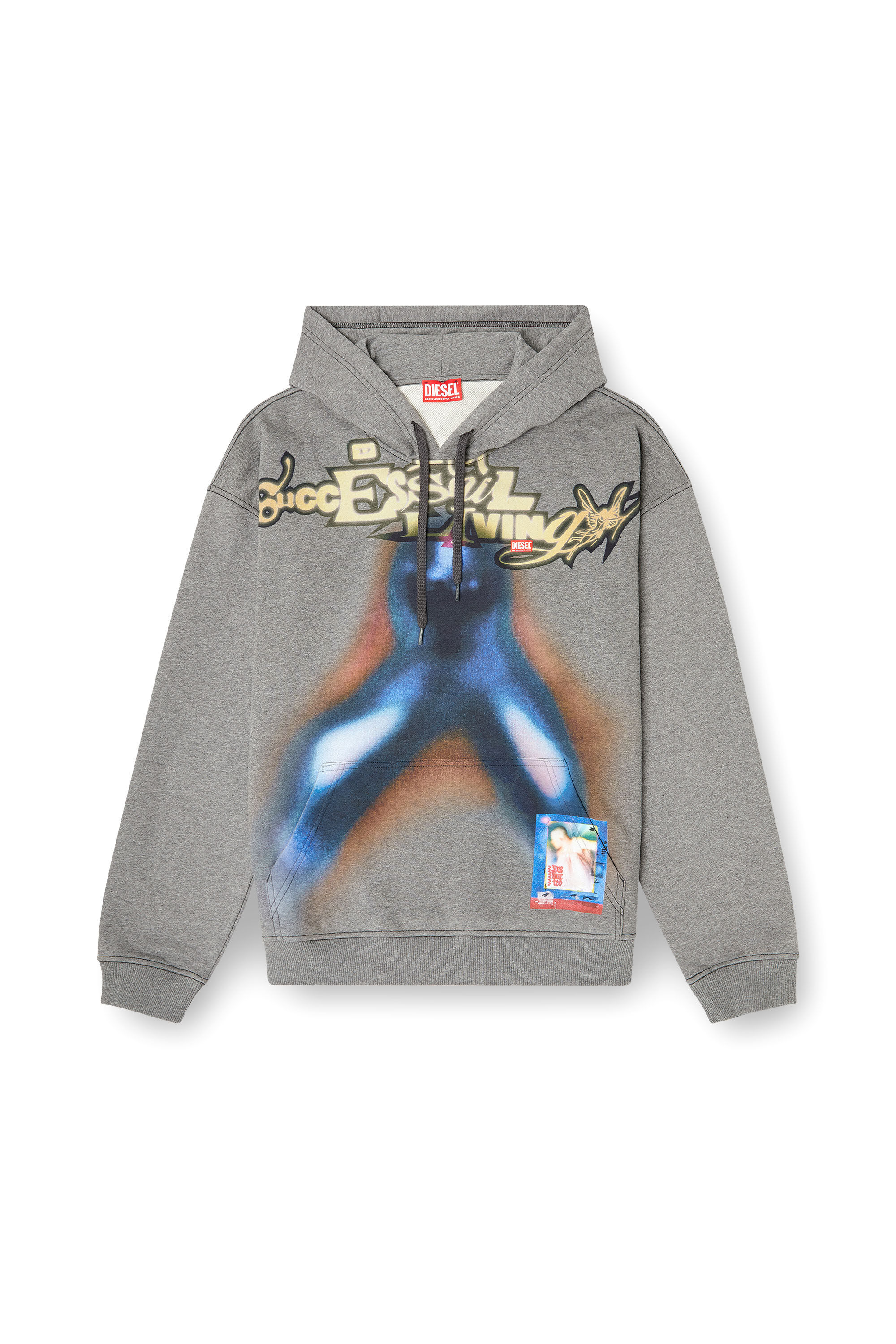 Diesel - S-BOXT-HOOD-V4, Man's Cotton hoodie with digital print in Blue/Grey - 2