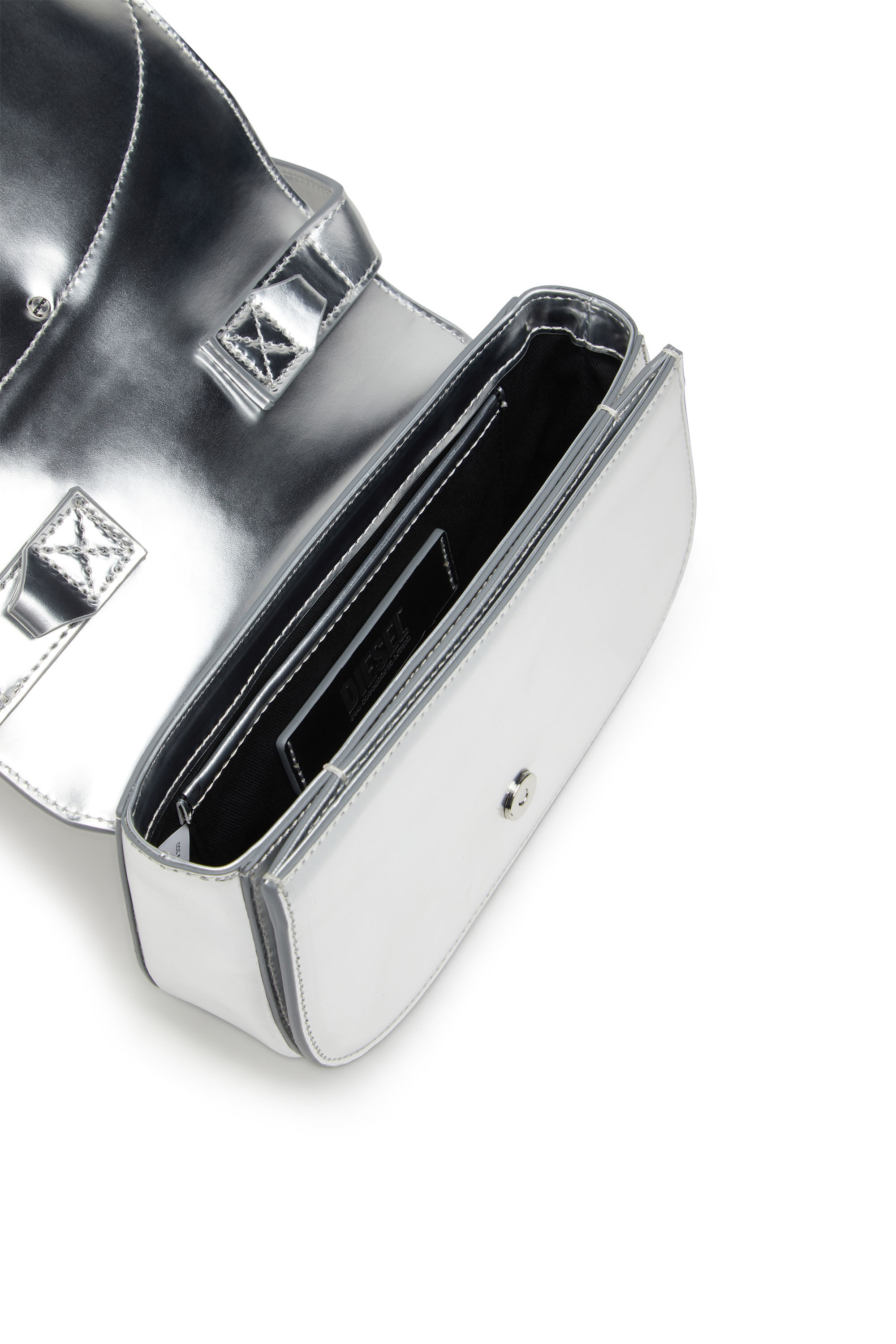 Women's 1DR-Iconic shoulder bag in mirrored leather | Silver | Diesel
