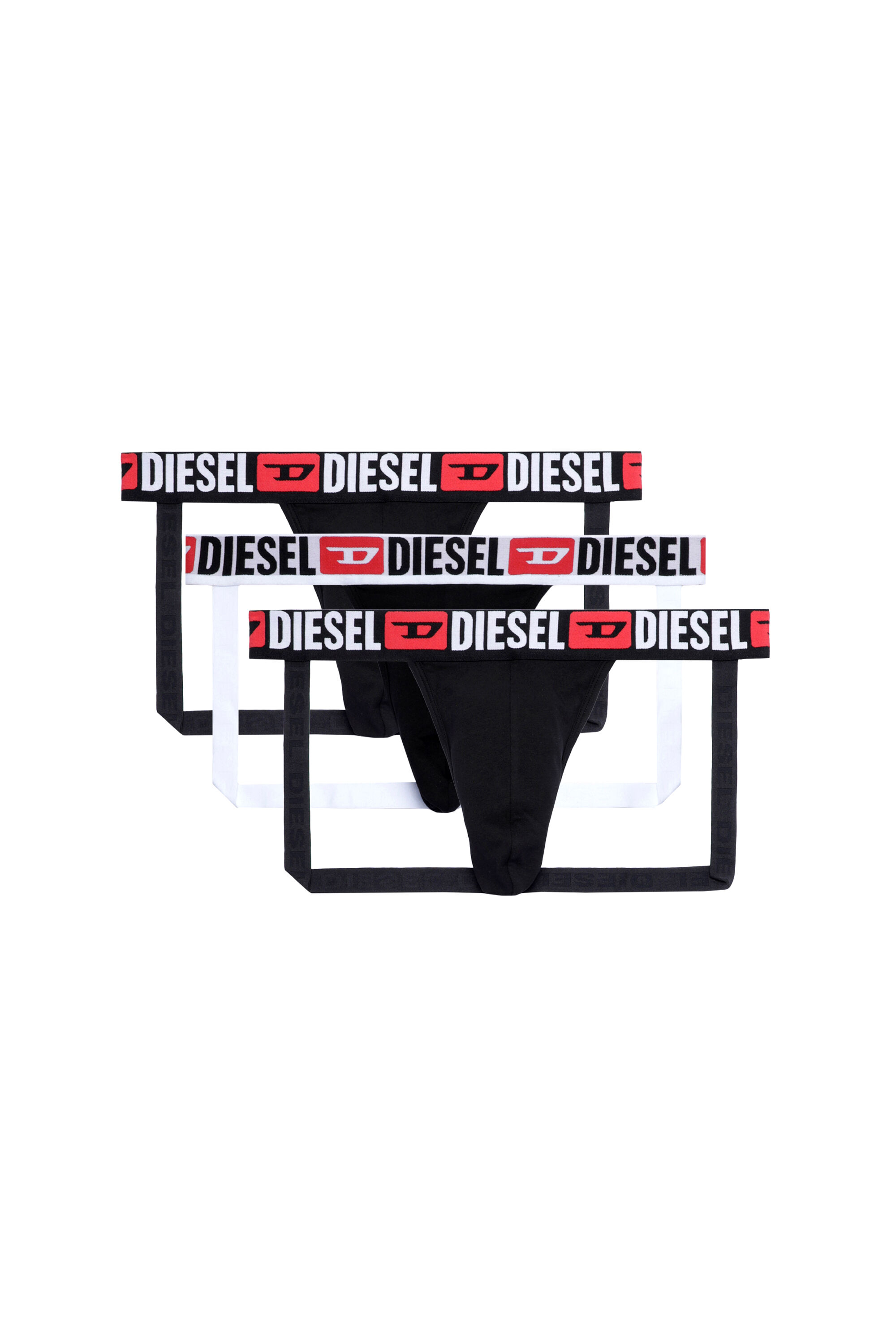 Diesel - UMBR-JOCKYTHREEPACK, Man Three-pack jockstraps with logo waists in Black - Image 2
