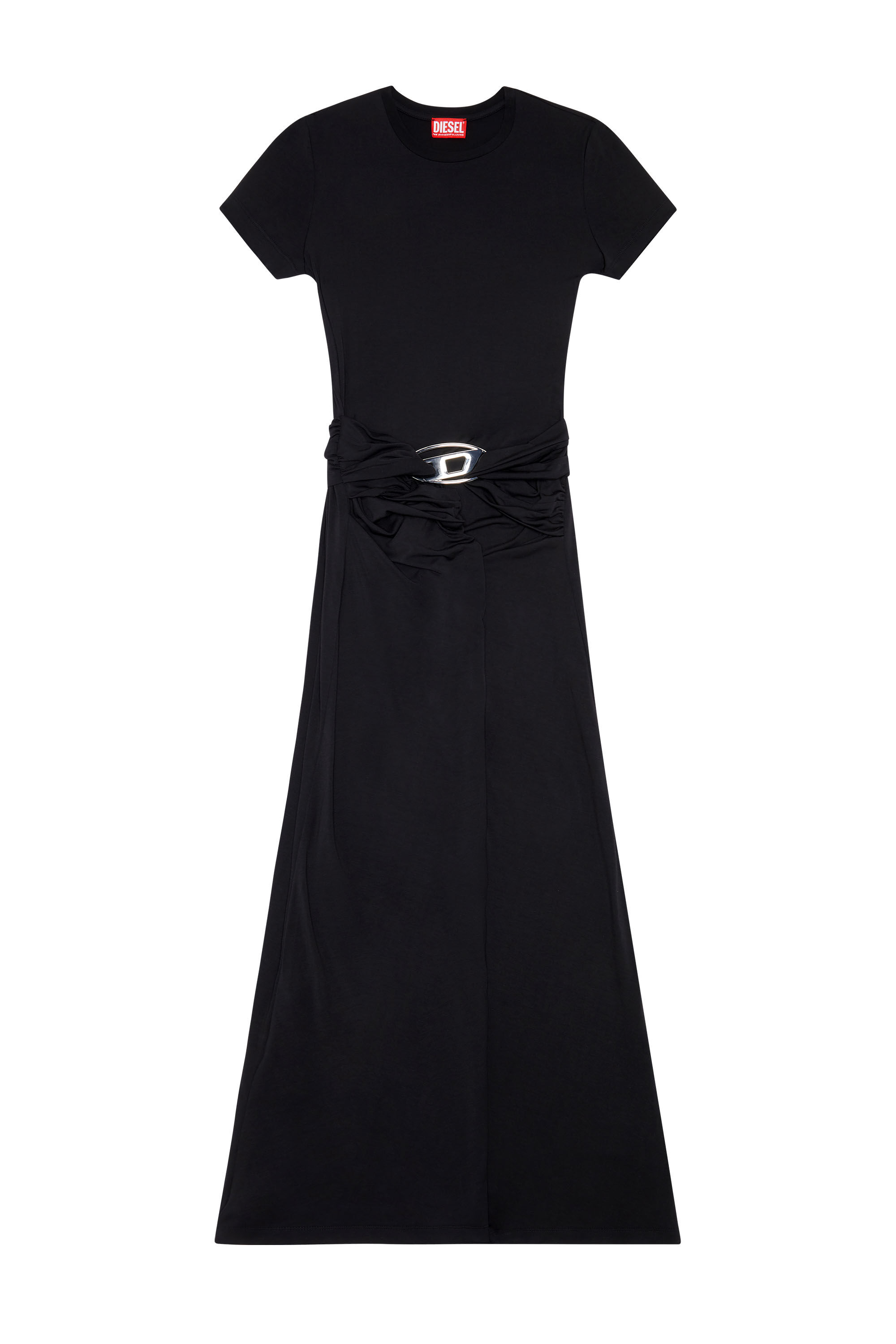 Diesel - D-ROWY, Woman T-shirt dress in stretch modal in Black - Image 2