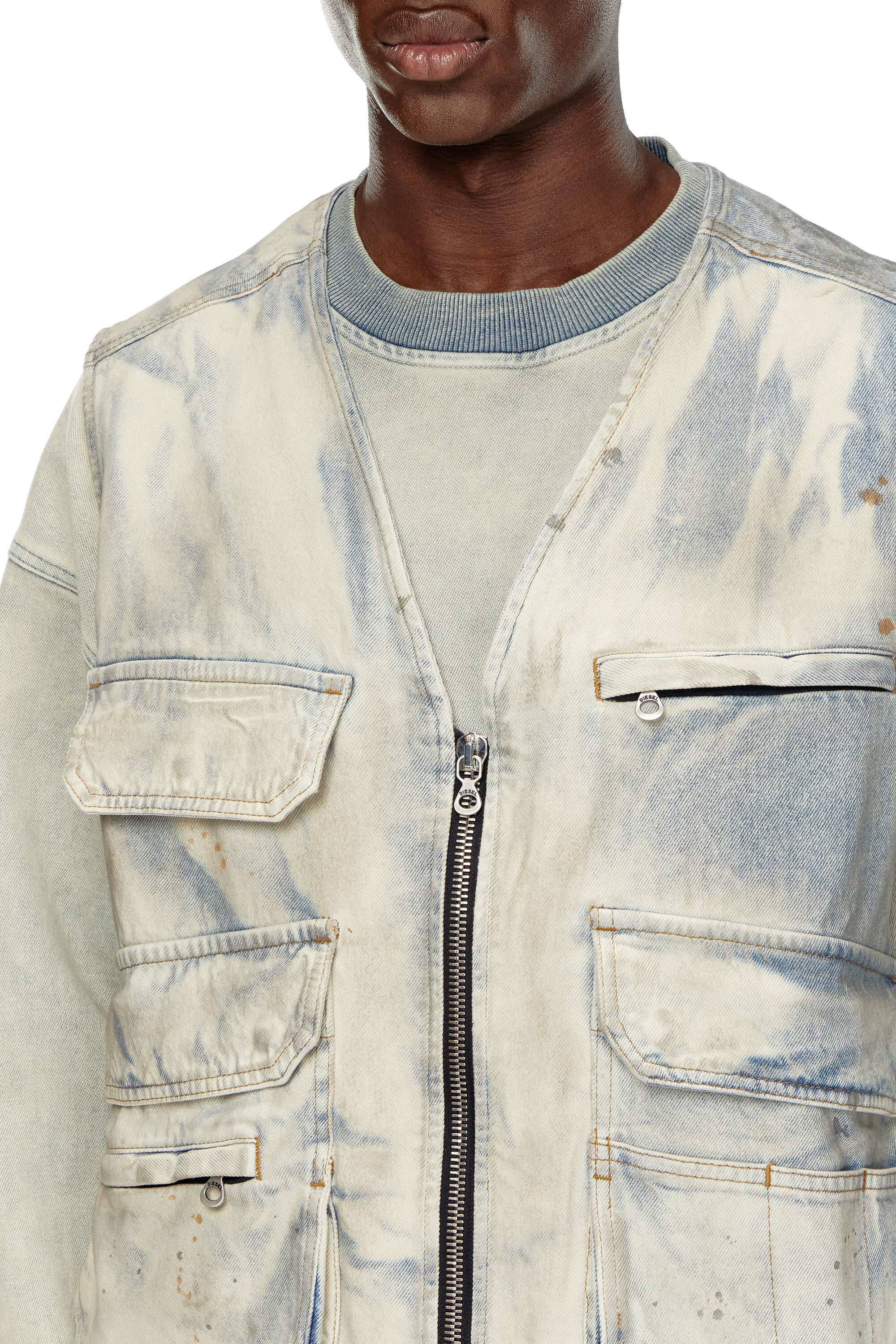 Diesel - D-SAMP-S, Man Sleeveless jacket in solarised denim in Multicolor - Image 5