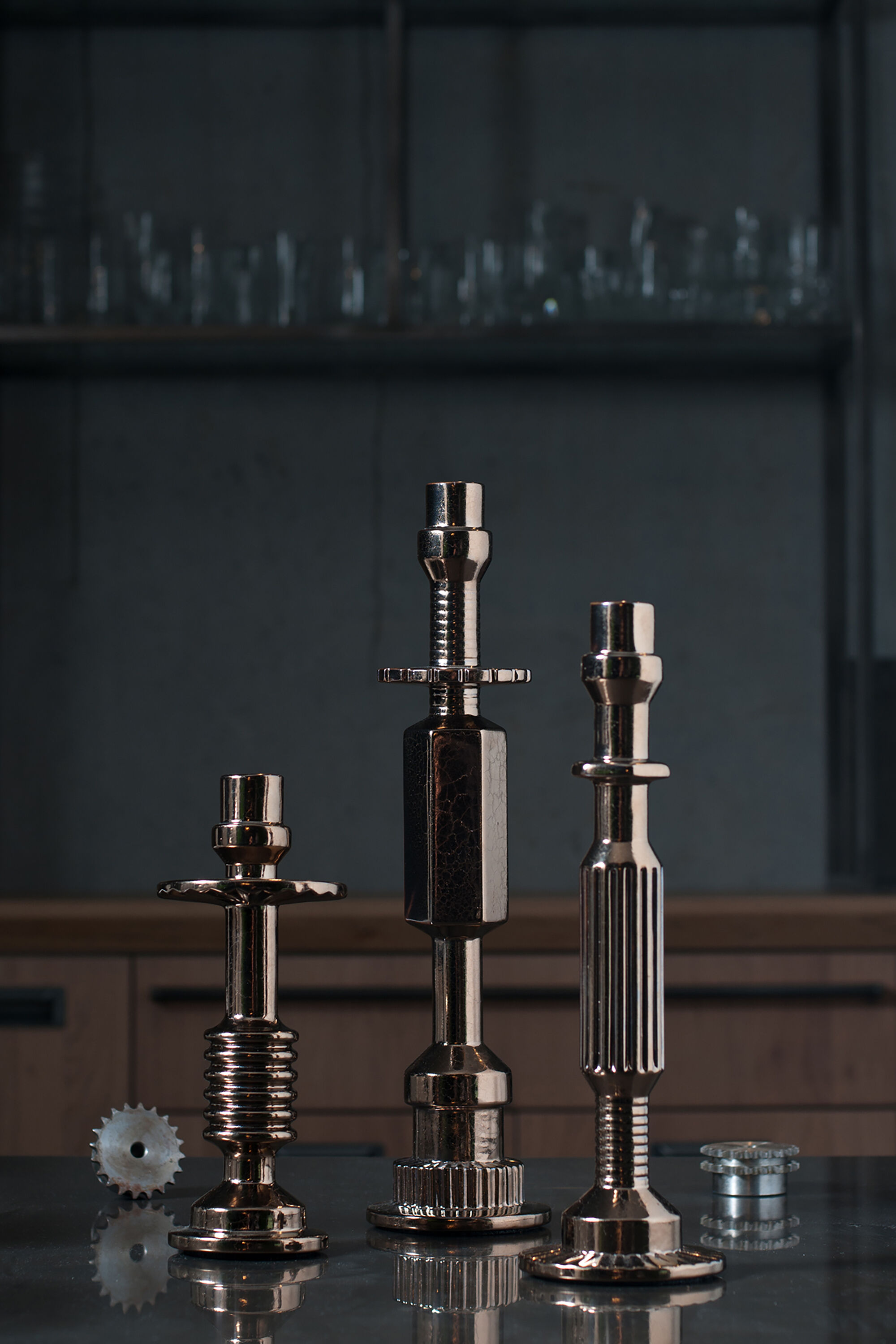 Diesel - 10952 TRANSMISSION, Unisex's Bronze big porcelain candleholder in Bronze - 3