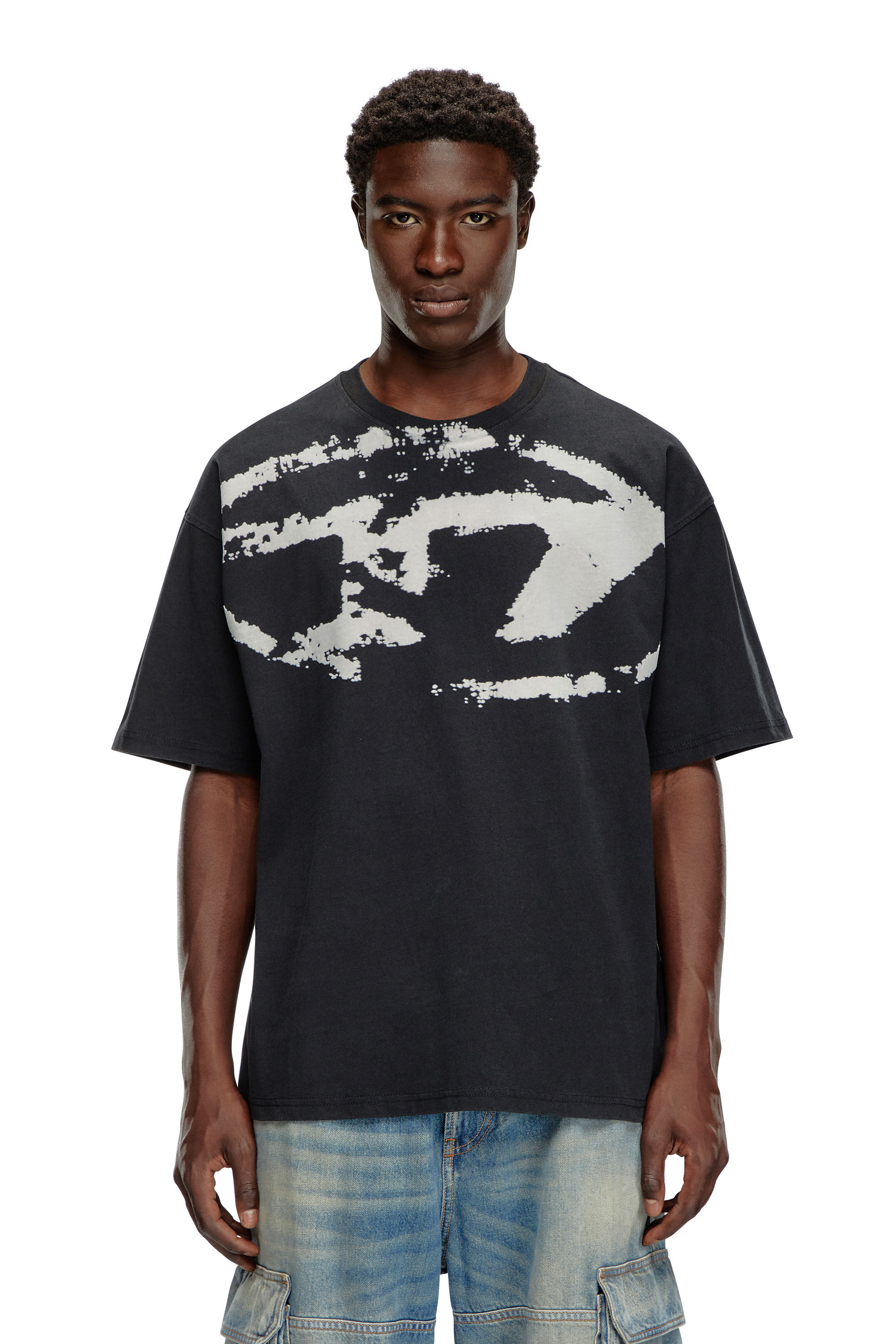 Diesel - T-BOXT-N14, Man T-shirt with distressed flocked logo in Black - Image 3