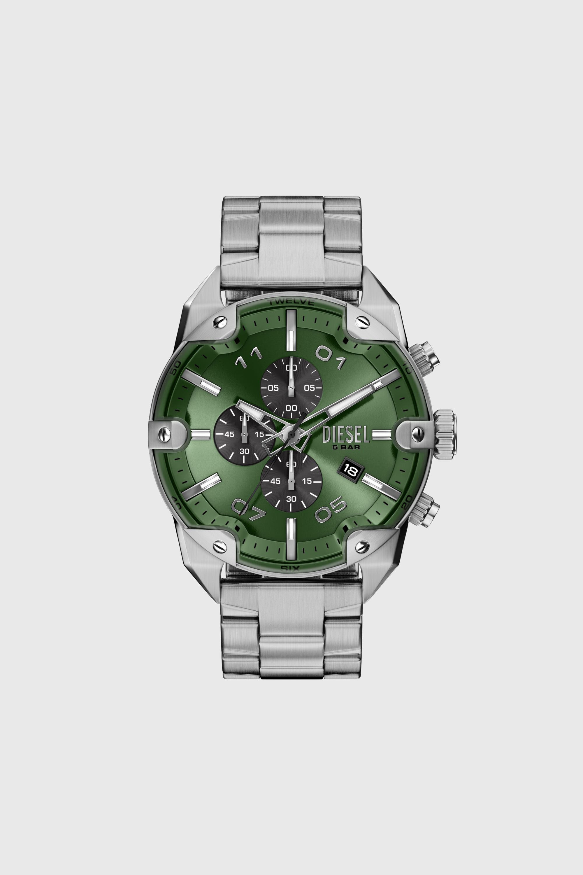 Diesel - DZ4712 WATCH, Man's Spiked stainless steel watch in Silver - 1