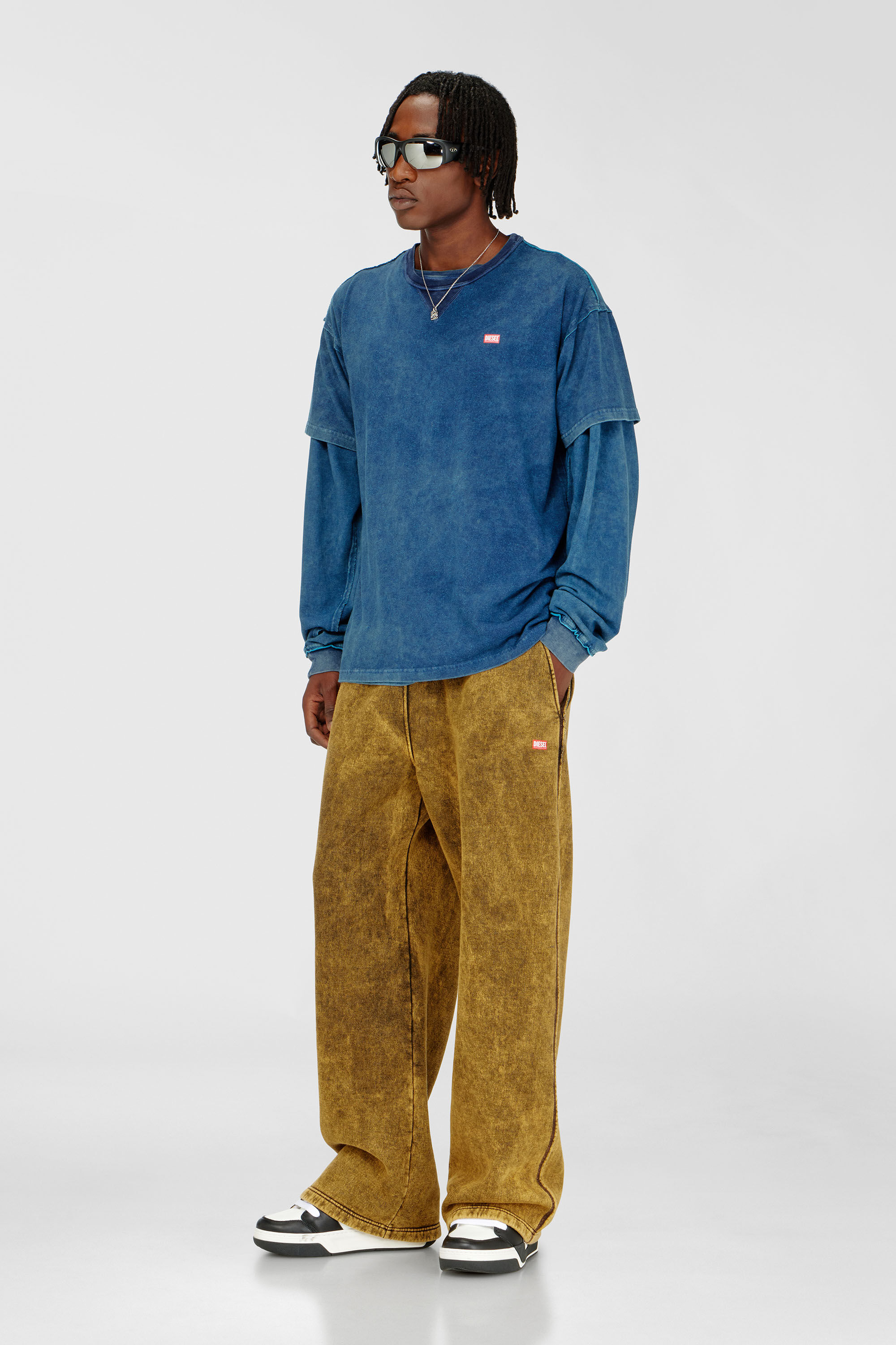 Diesel - T-NORM-RAW, Man's Acid-wash T-shirt with frayed details in Blue - 1