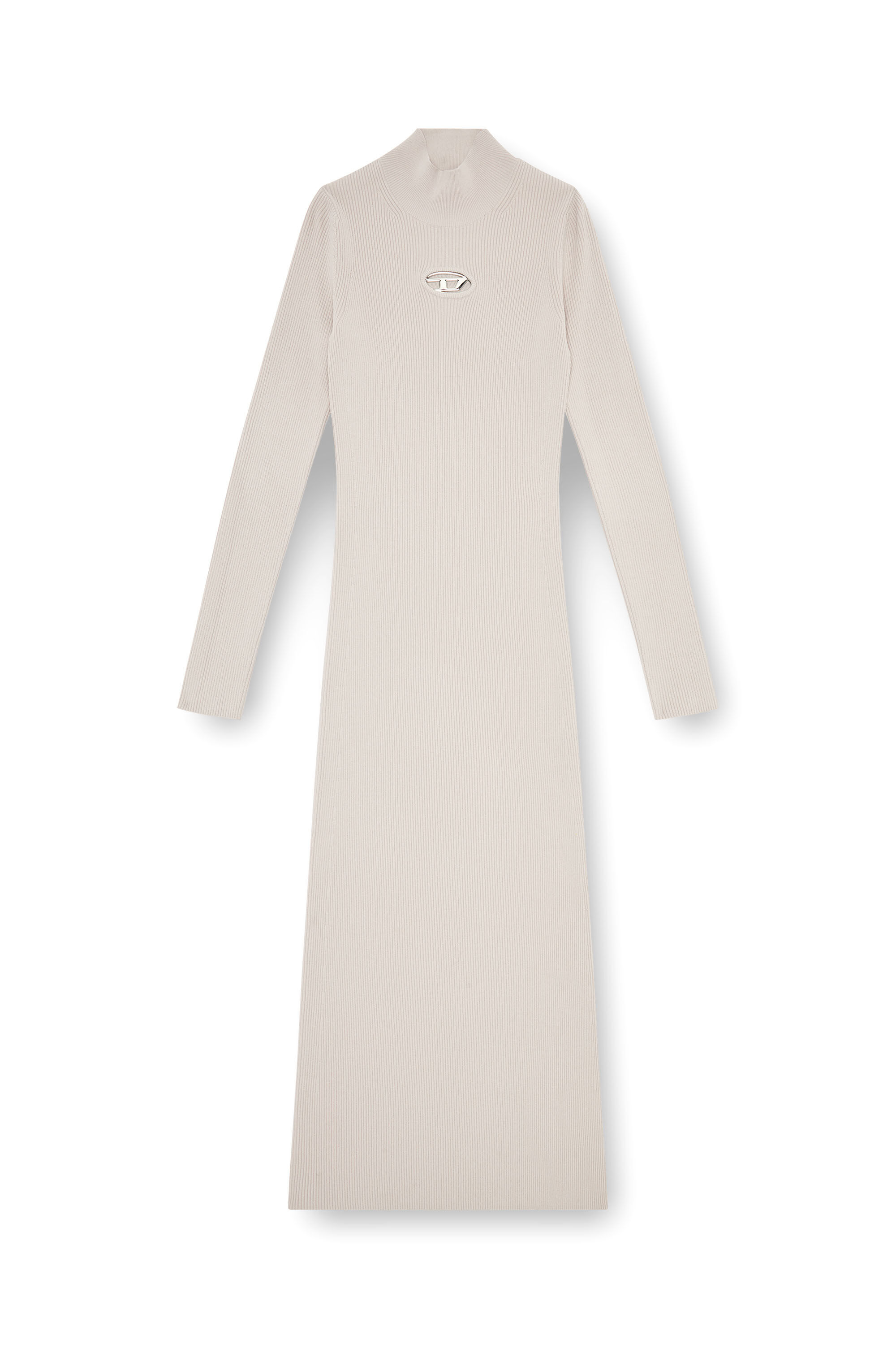 Diesel - M-ZARY-B, Woman's Long dress in ribbed knit in Light Grey - 2