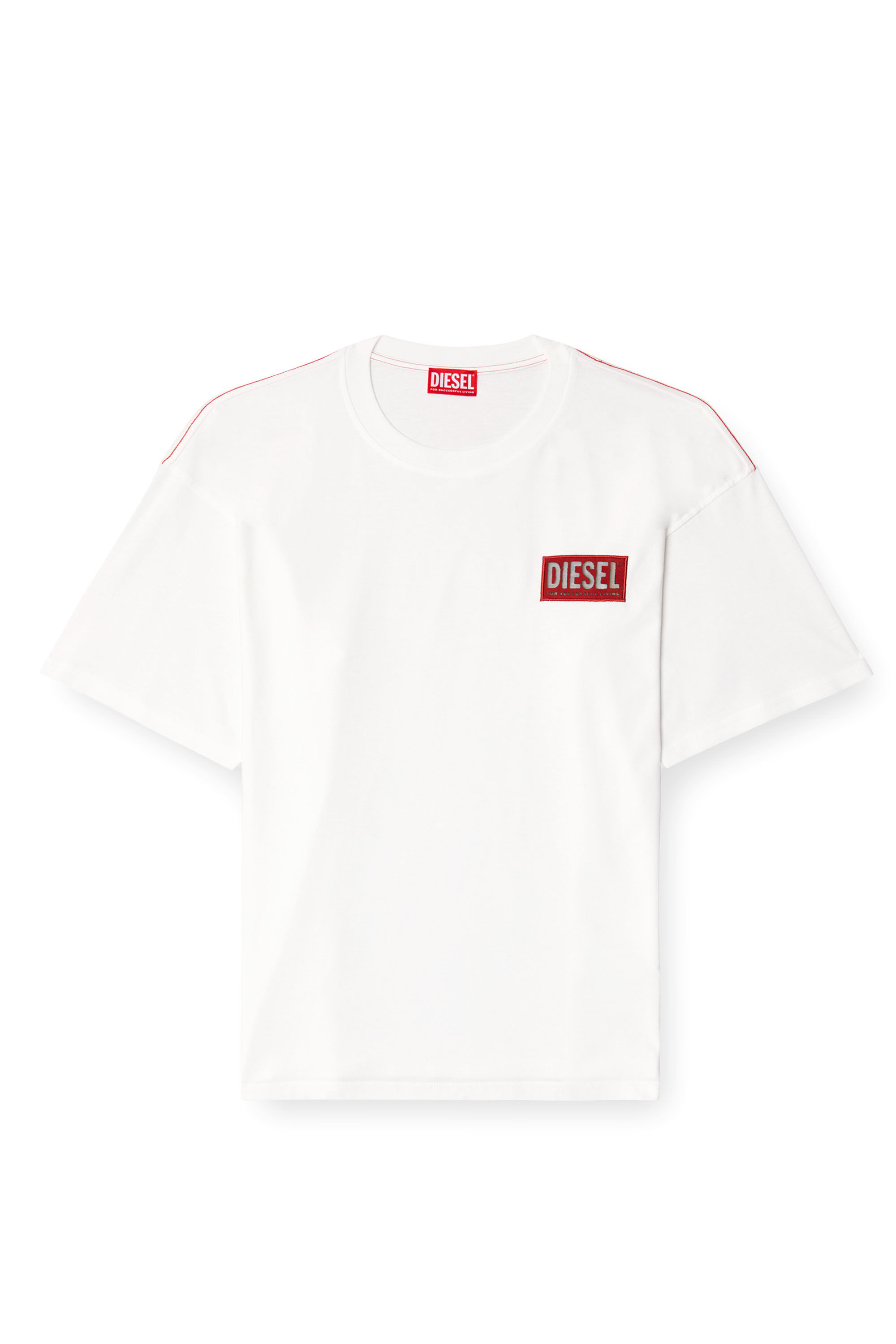 Diesel - T-BOXT-R31, Man's T-shirt with logo patch in White - 2