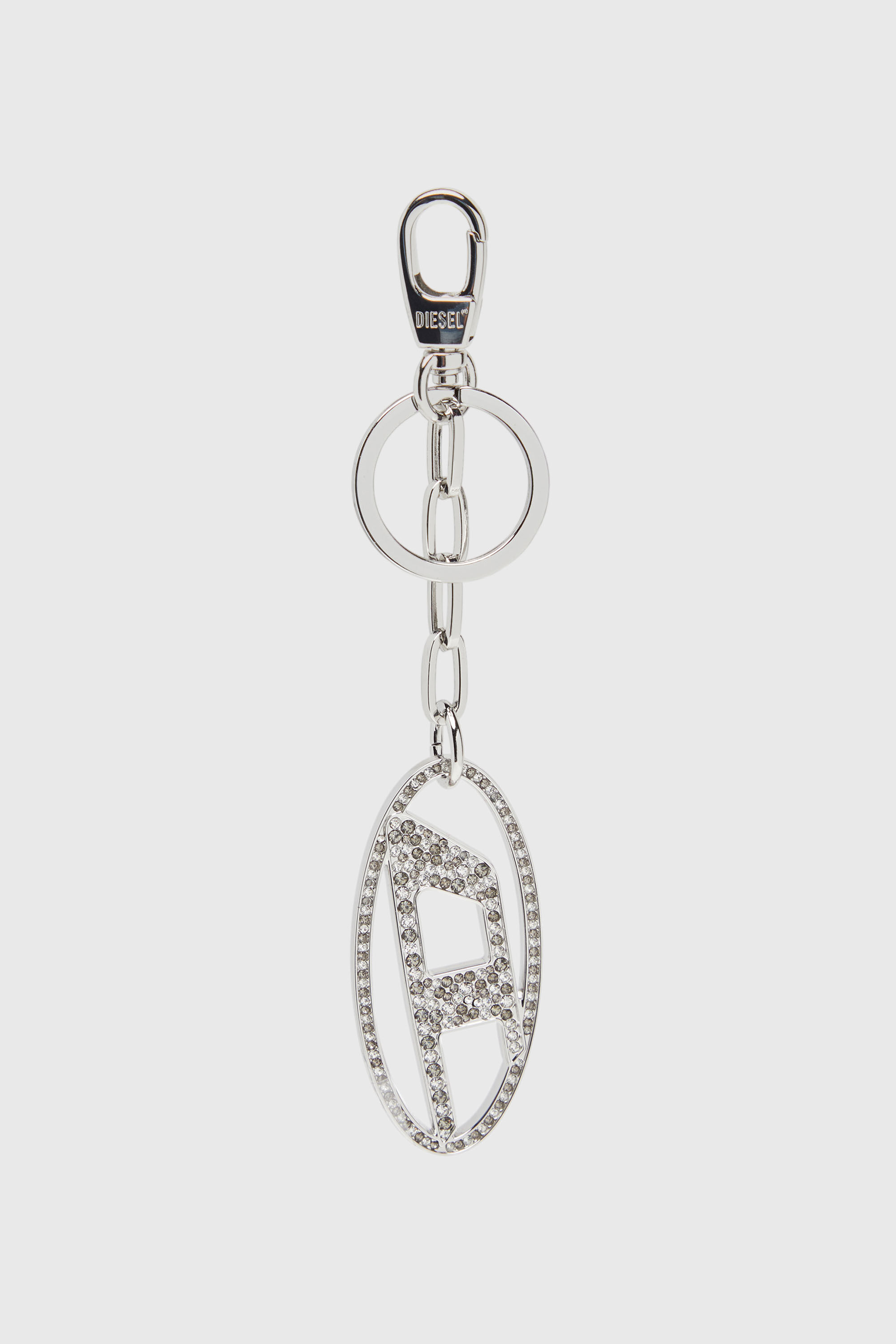 Women's Metal Oval D keyring with crystals | Silver | Diesel