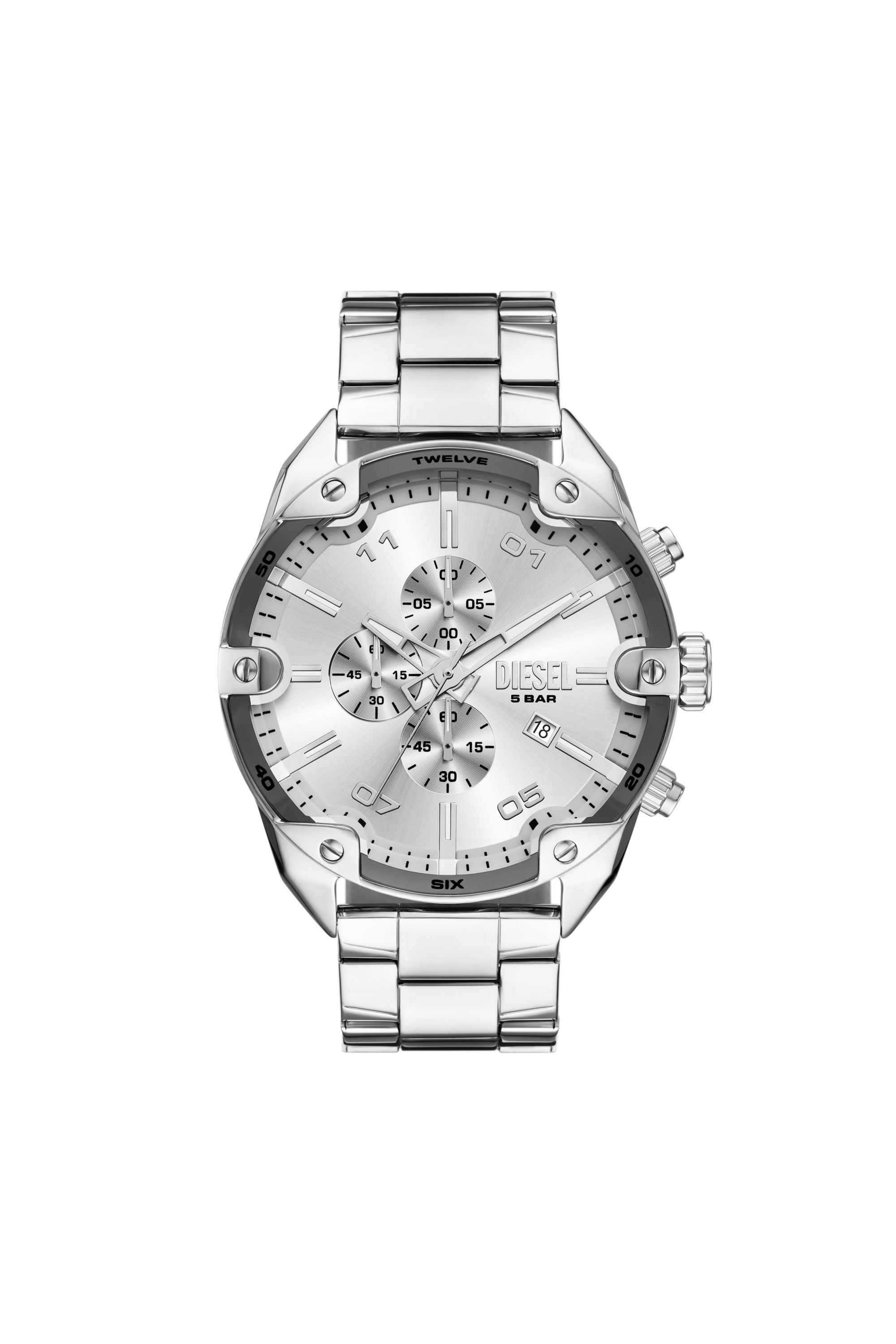 Men's Diesel Spiked Chronograph Stainless Steel Watch | Silver