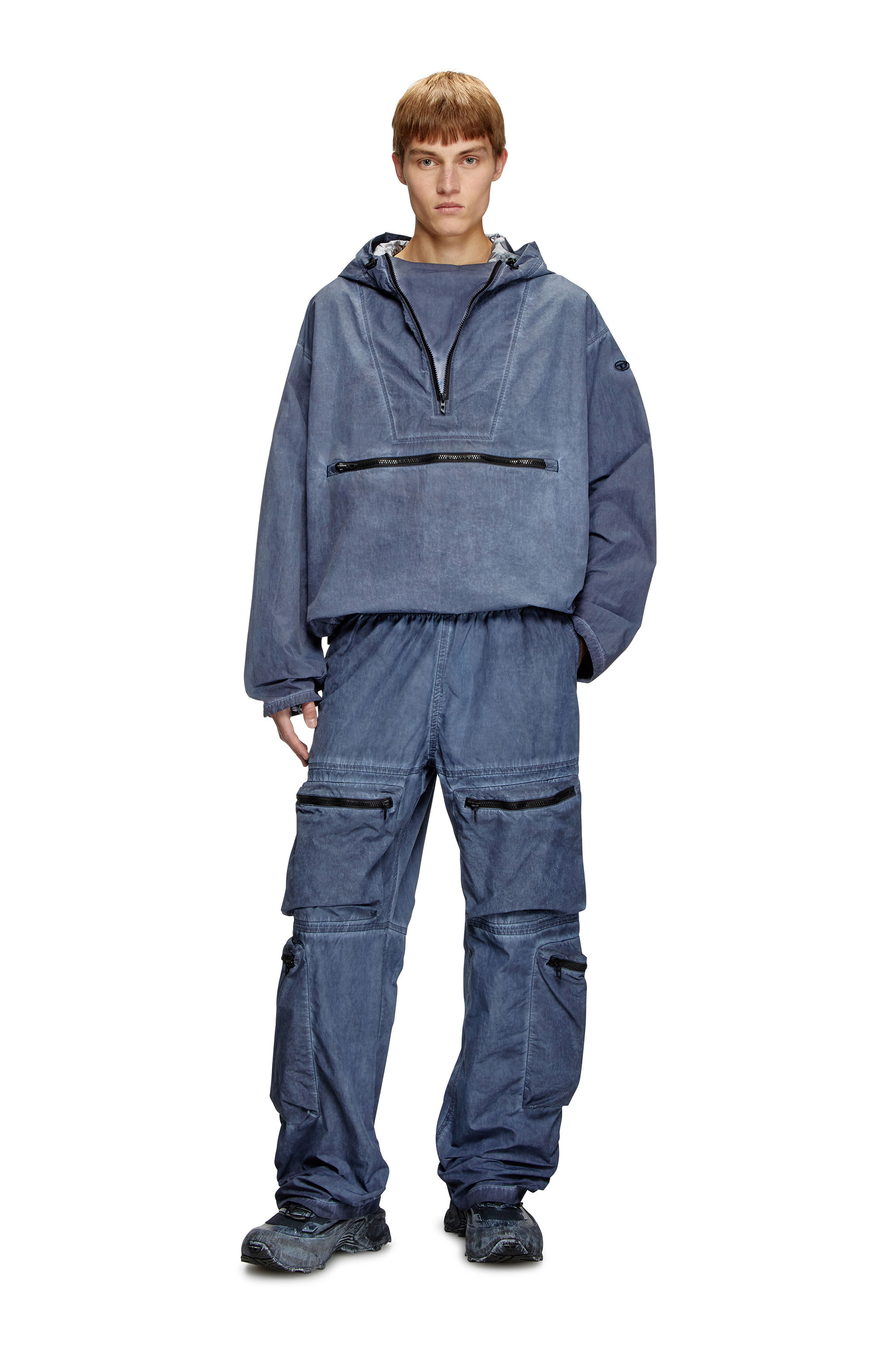 Diesel - J-NOODE-A, Man's Packable hooded anorak jacket in Blue - 1
