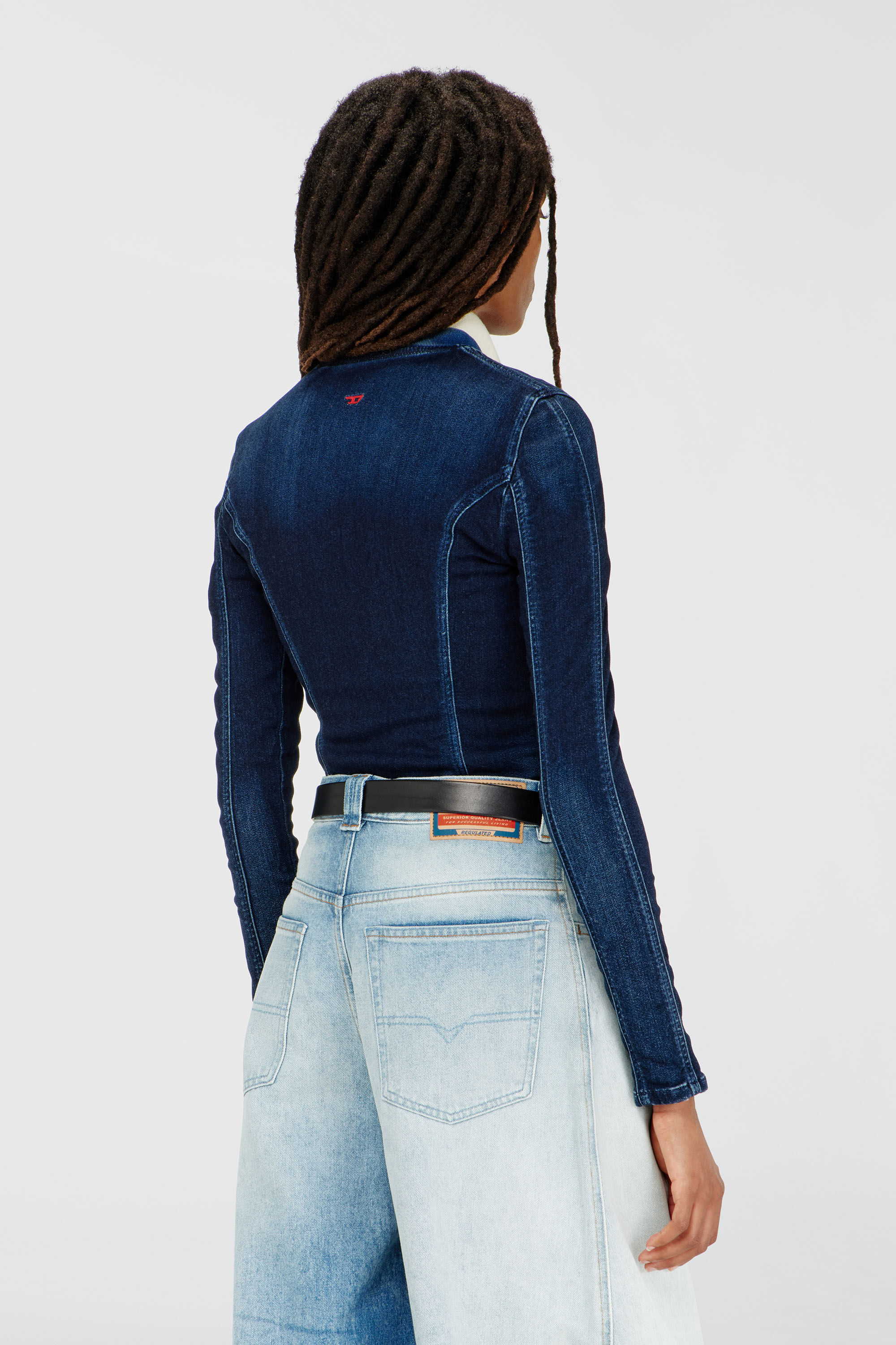 Diesel - DE-GARY-D JOGG, Woman's Cropped jacket in JoggJeans in Dark Blue - 4