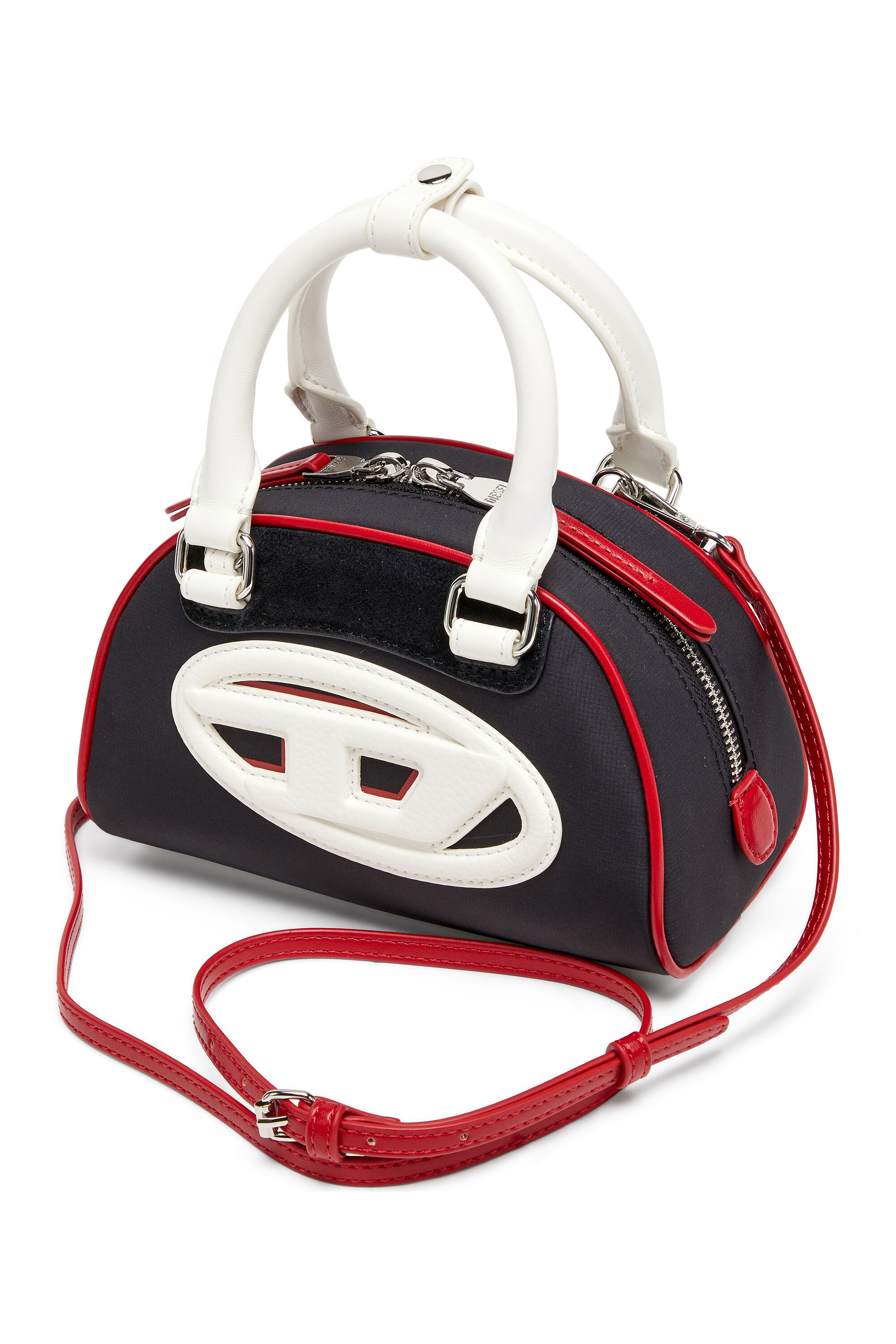 Diesel - 1DR DOME CROSSBODY, Woman's 1DR Dome-Colour-block mini bowling bag in Black/White - 5