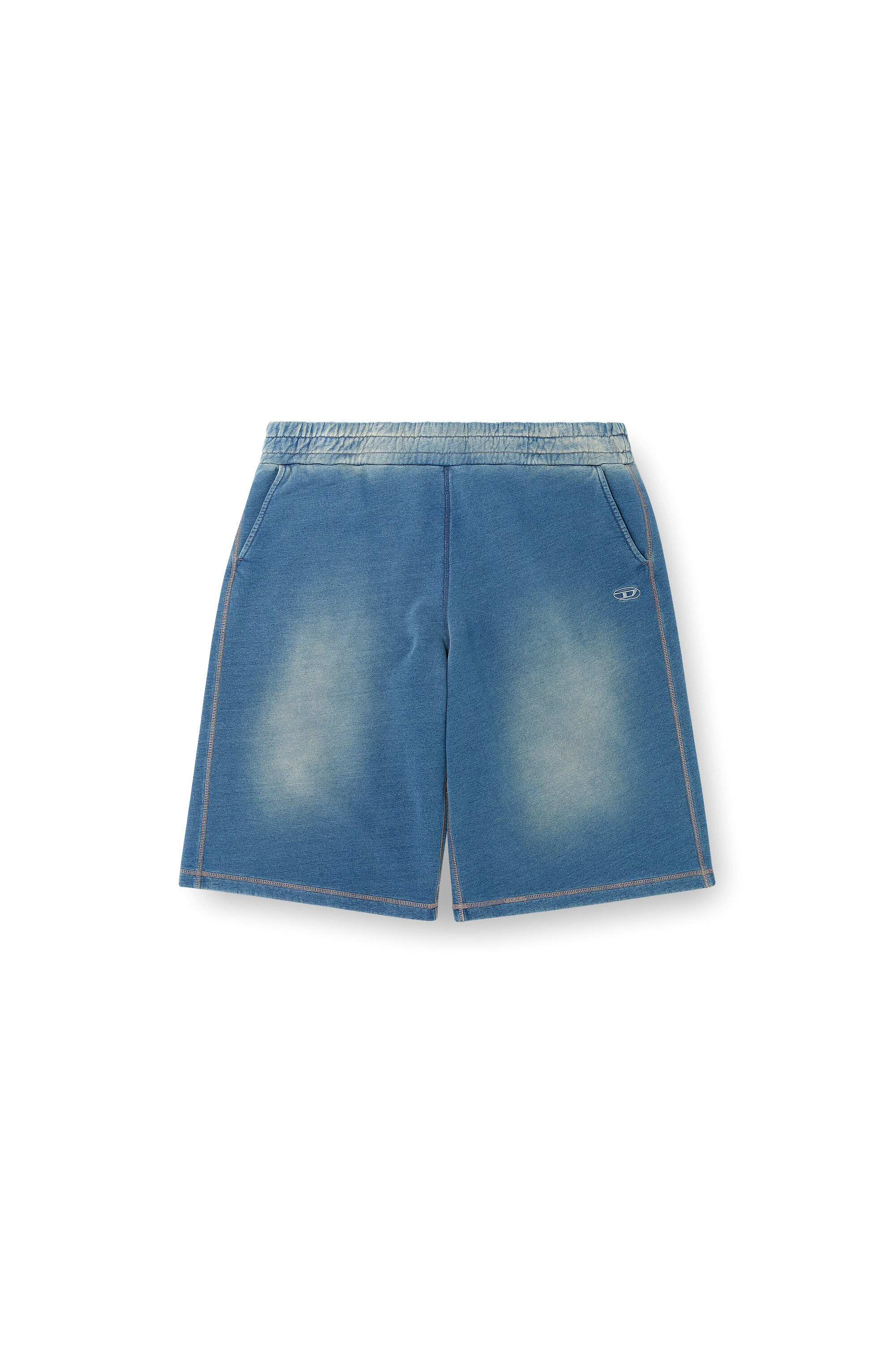Diesel - P-CERCHIO, Man's Faded indigo sweat shorts in Blue - 2